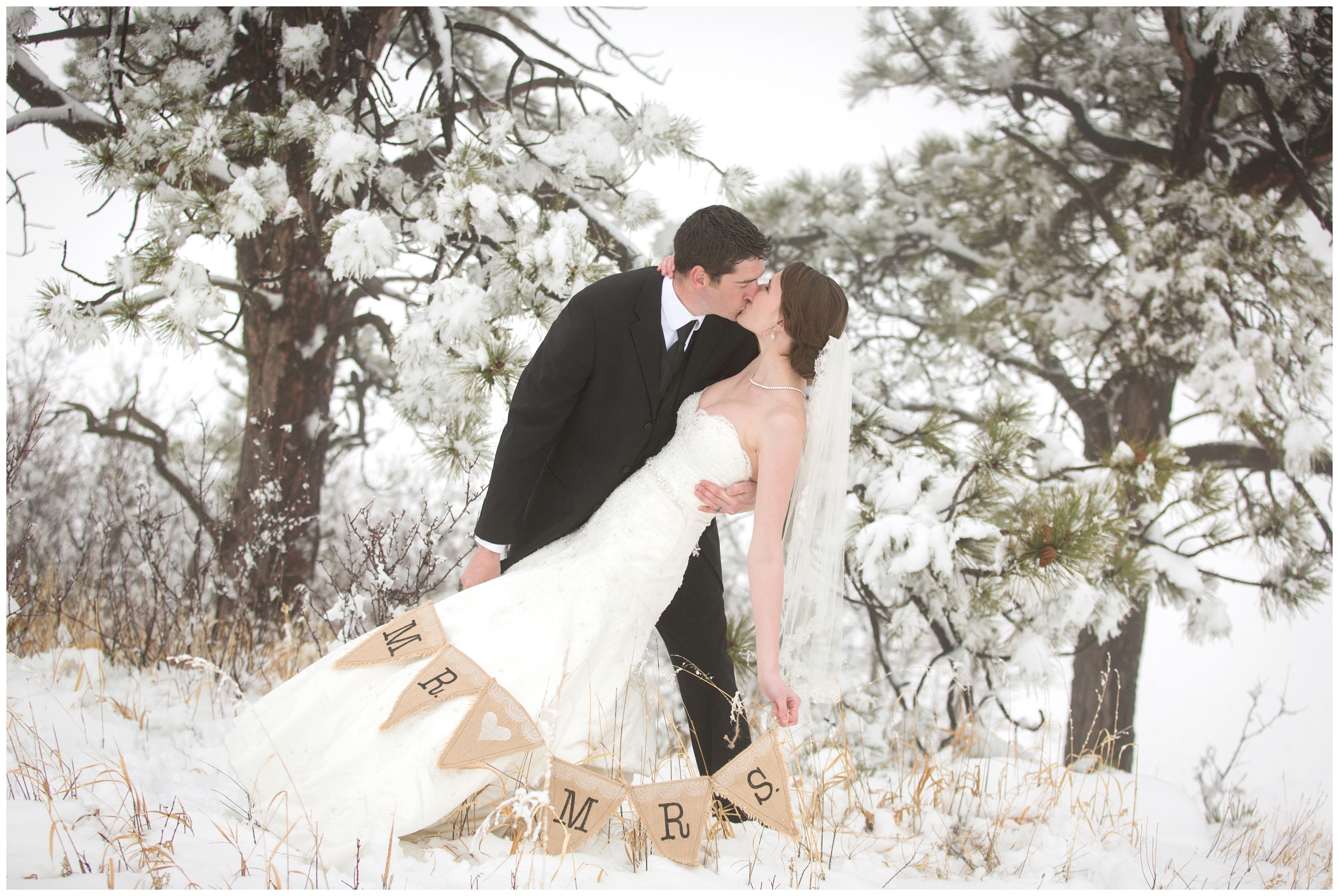 picture of snowy Colorado wedding