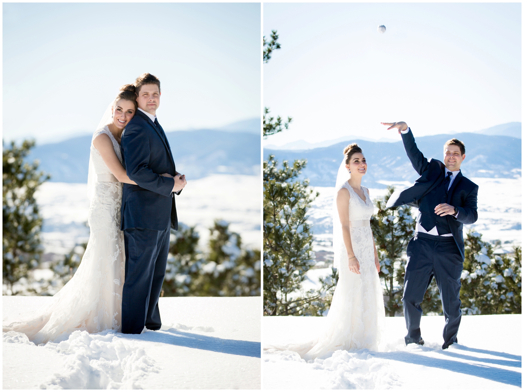 picture of groom throwing a snow ball