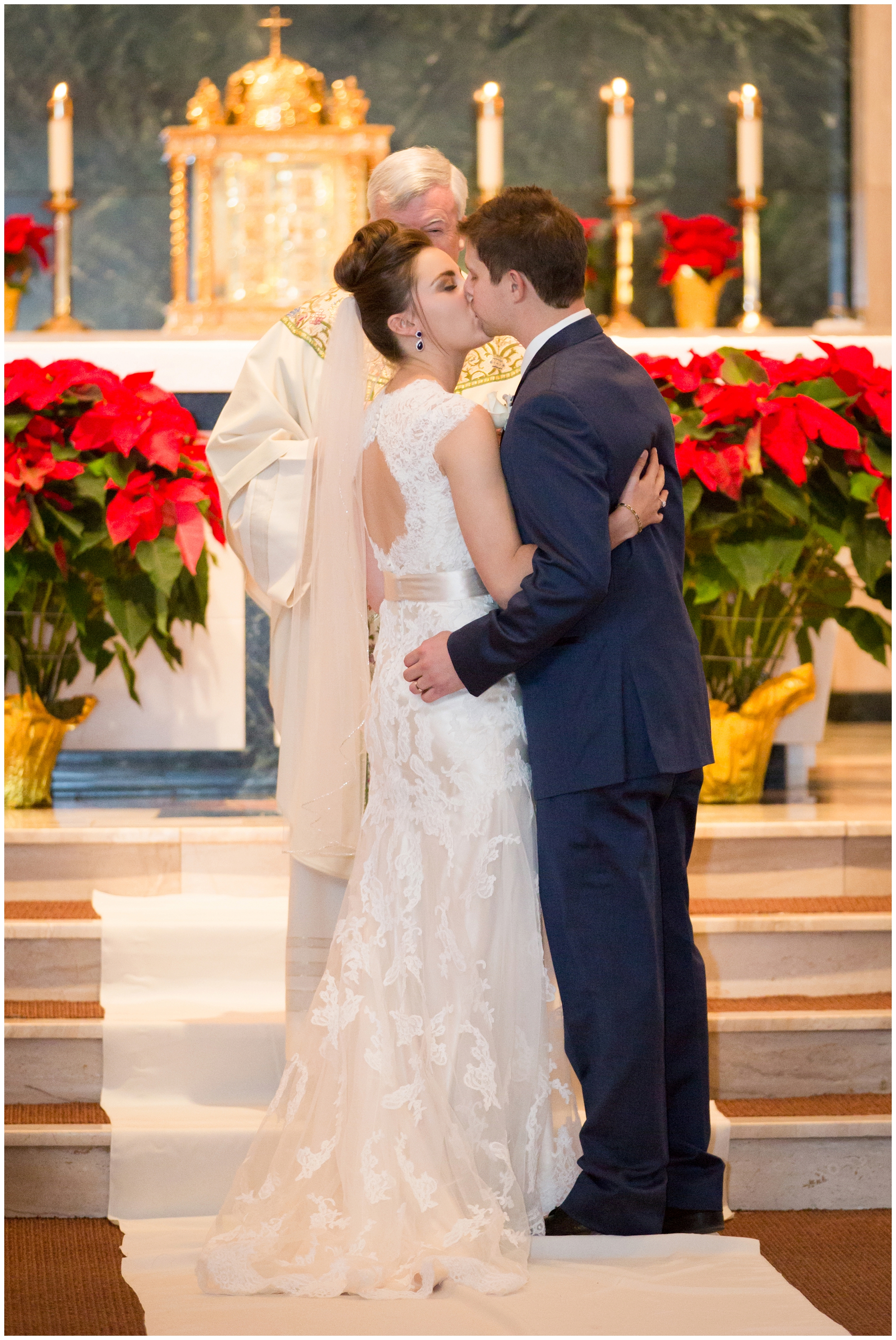 picture of bride & groom's first kiss 