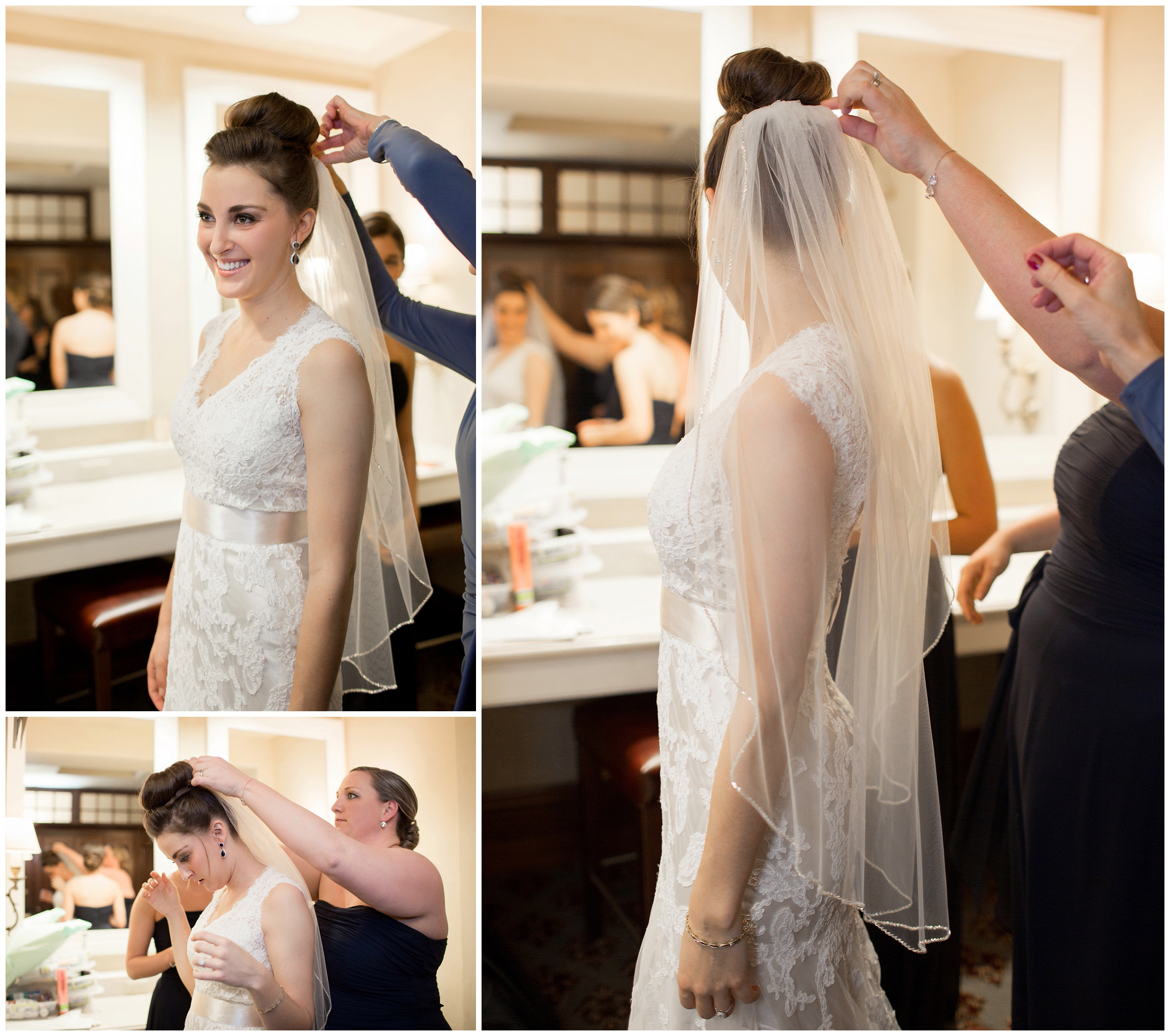 picture of bride getting her veil on