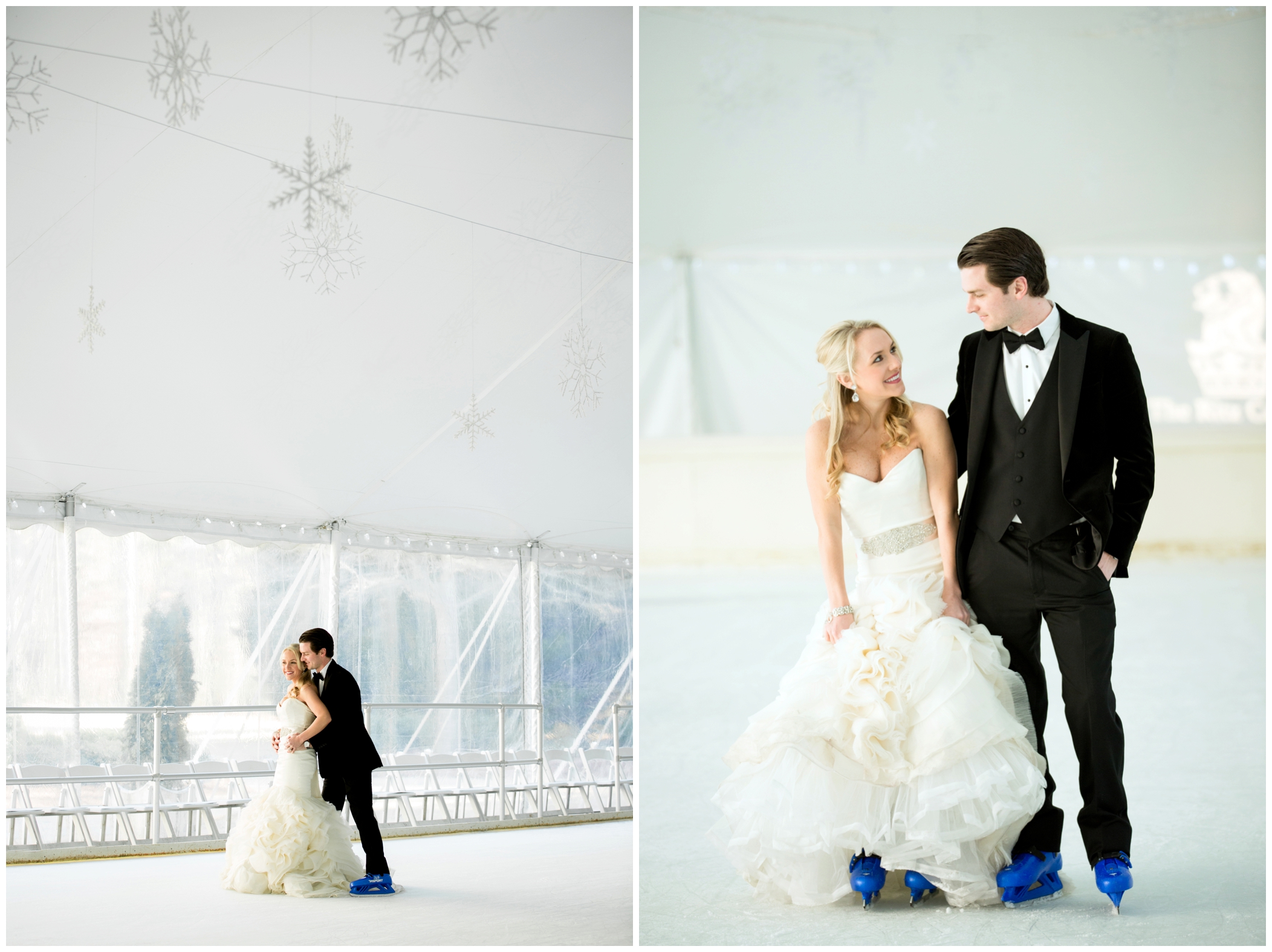 picture of bride and groom ice skating