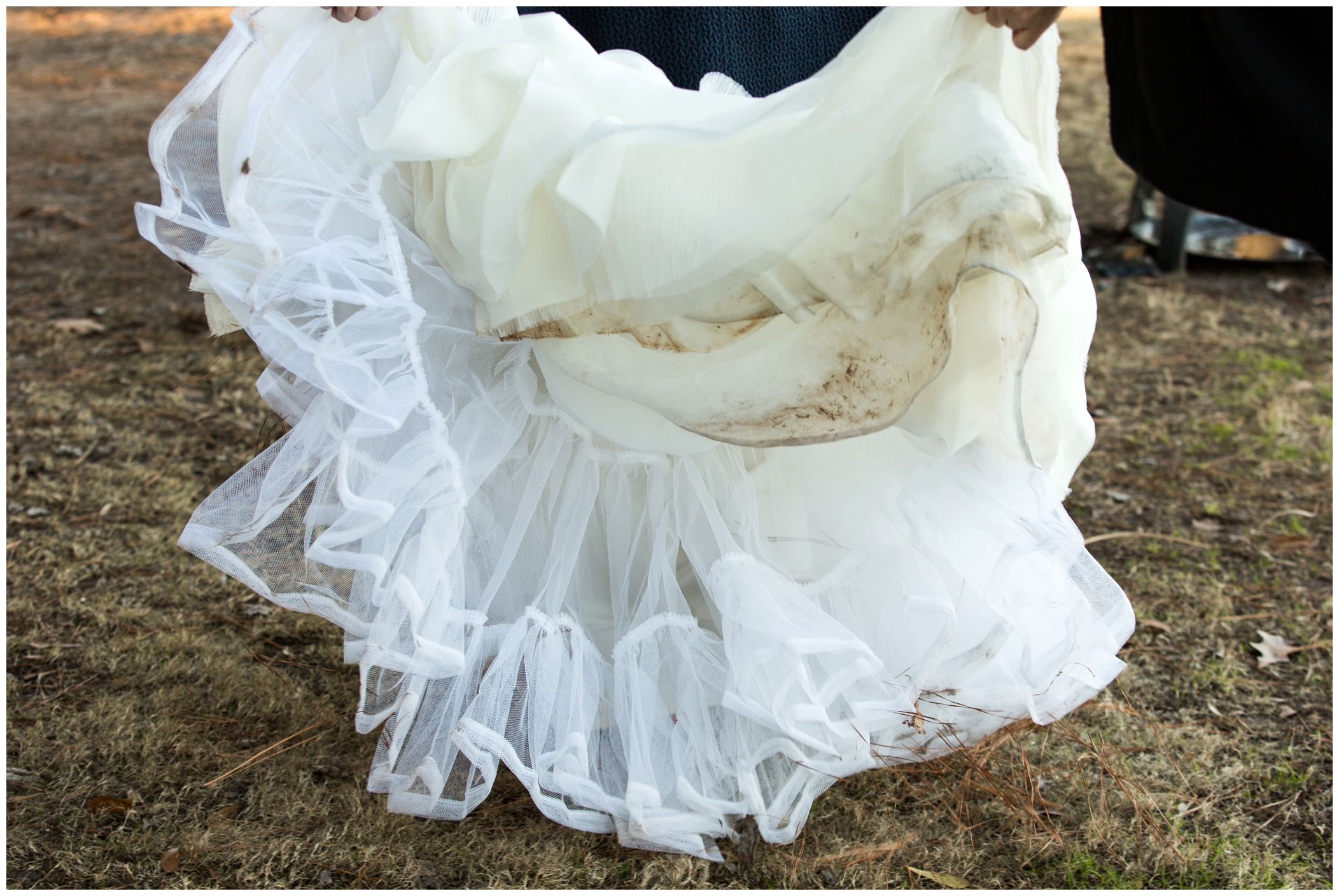 picture of bride's dirty dress