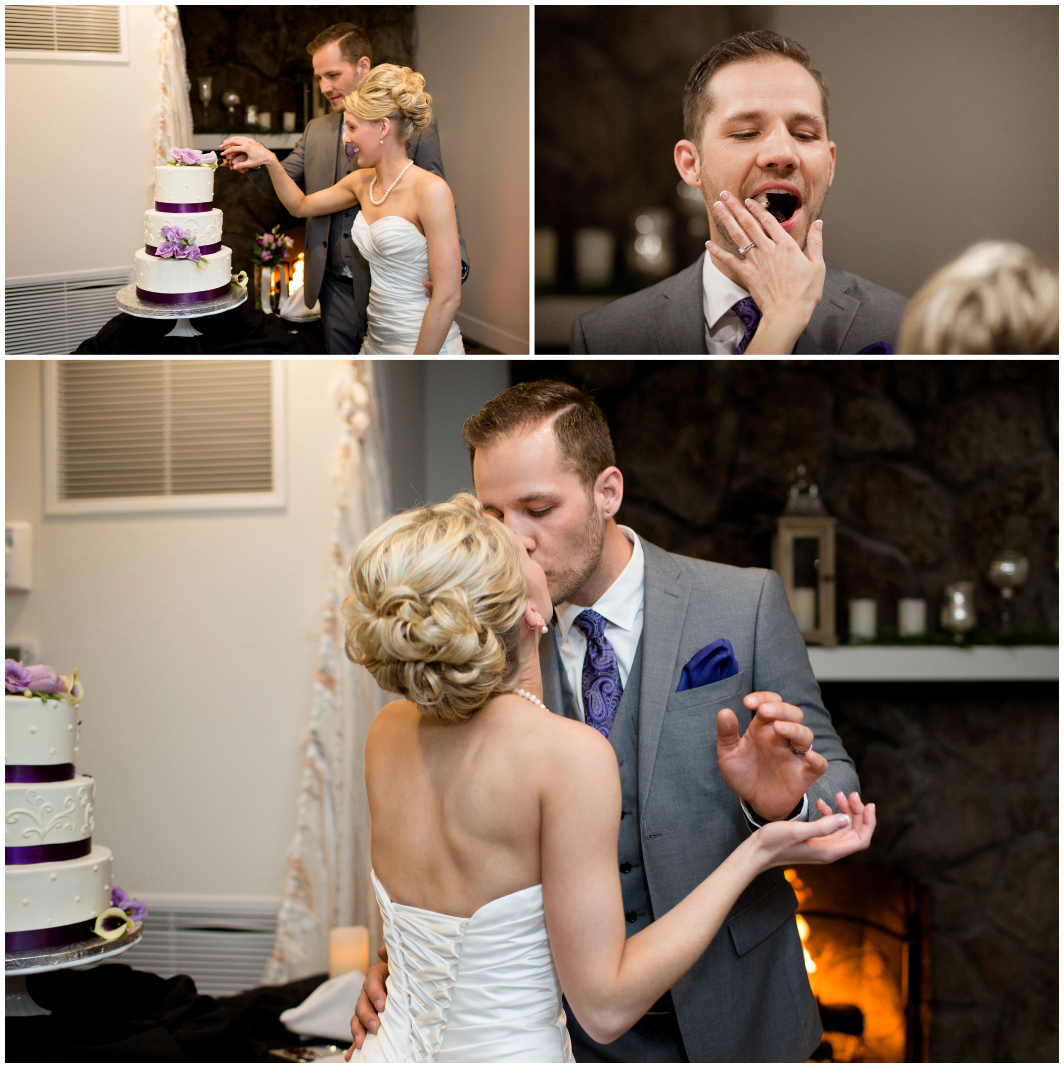 picture of cake cutting at Boulder wedding reception
