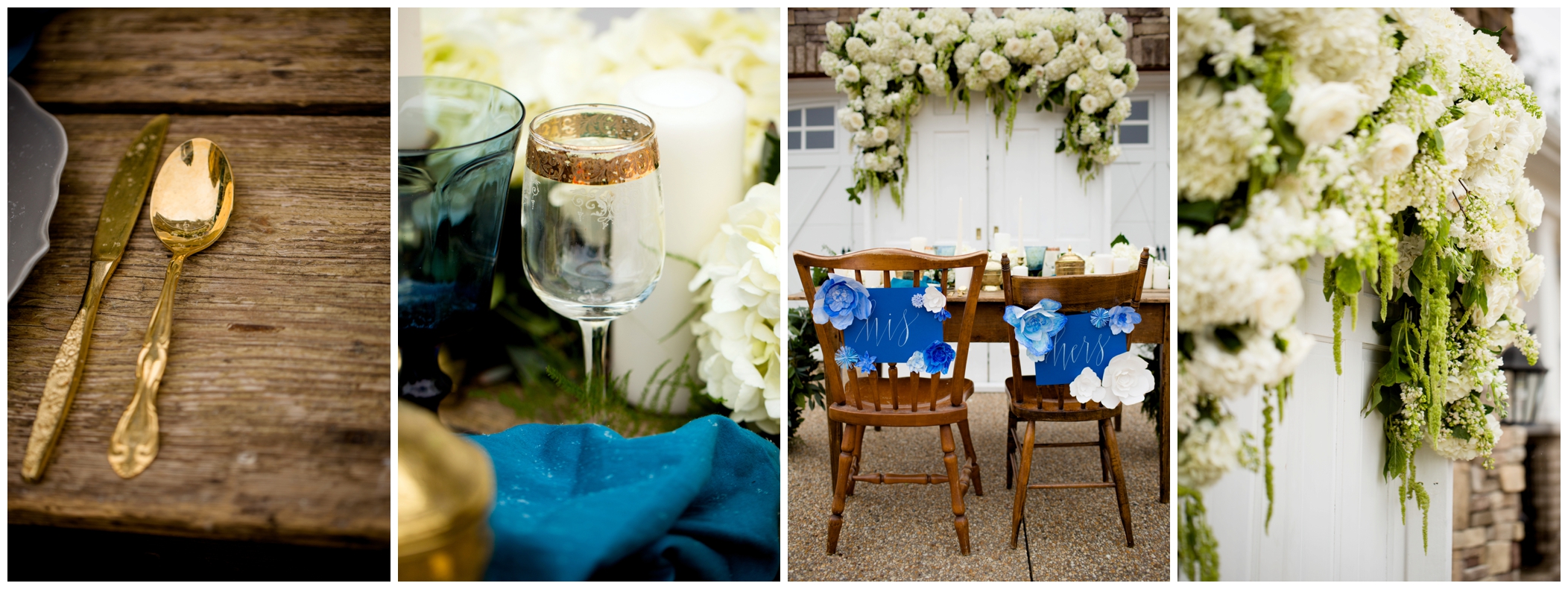 picture of blue and white wedding decor