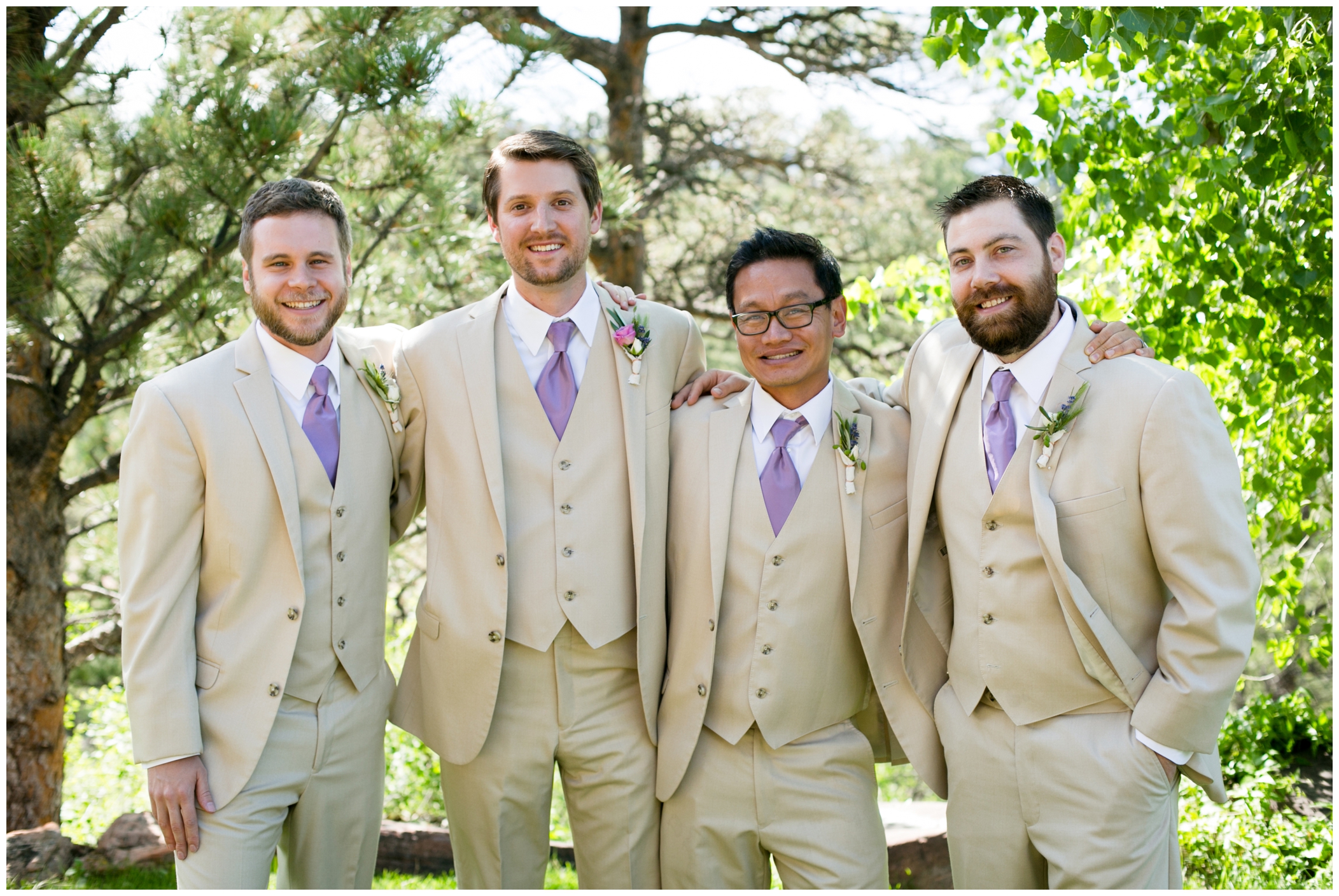 picture of groomsmen in beige 
