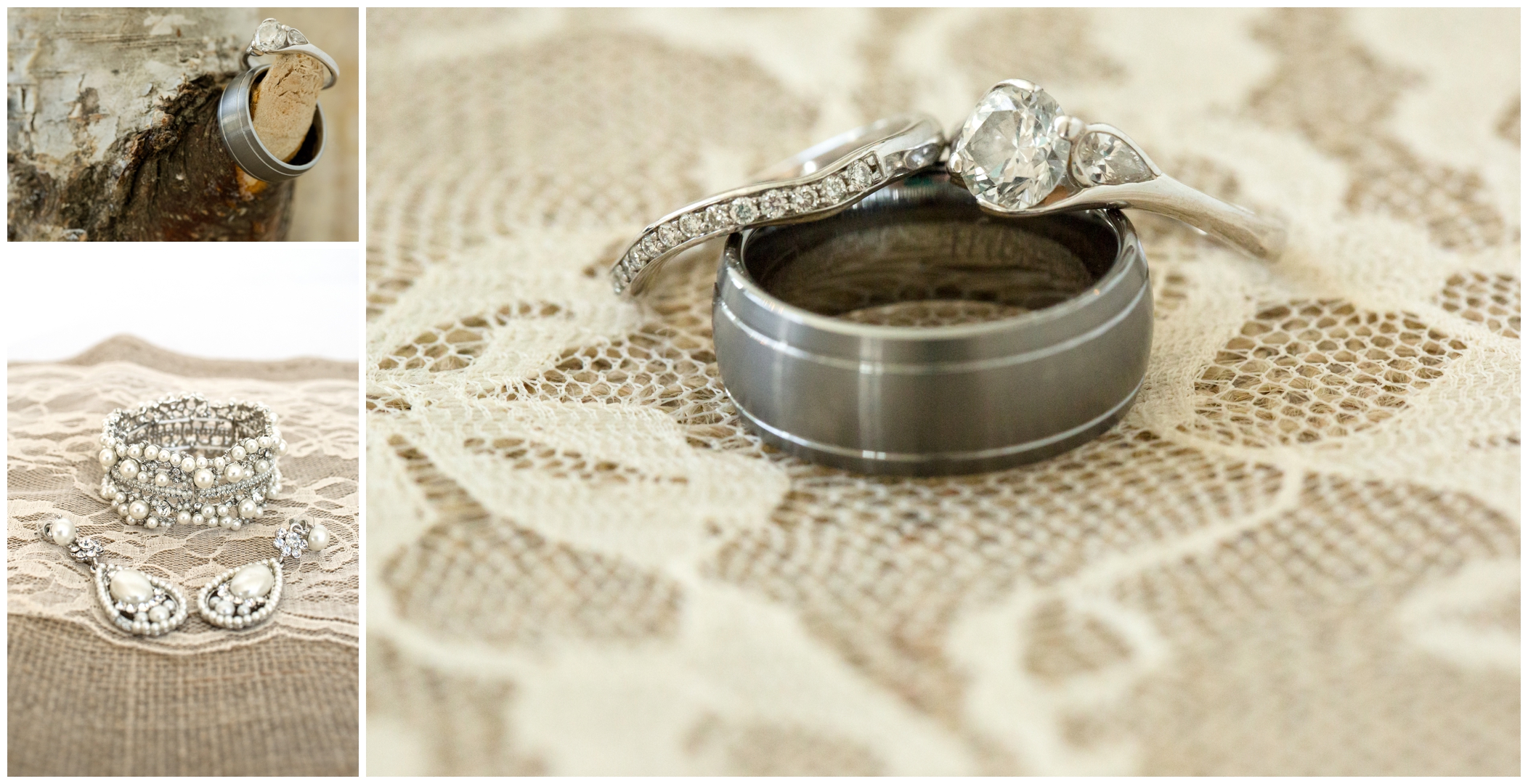 picture of wedding rings on lace
