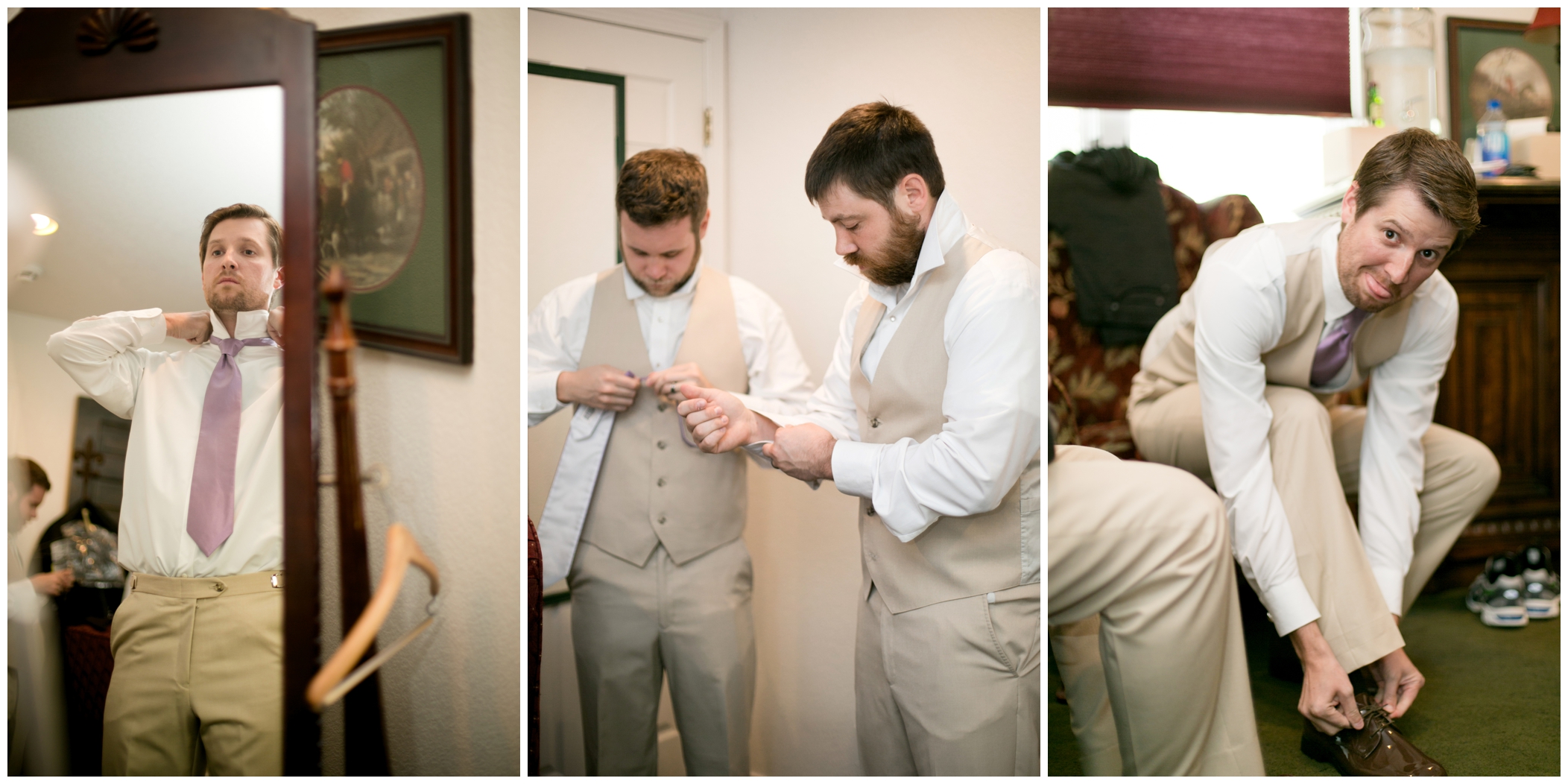 picture of groom getting ready at Lionscrest Manor 