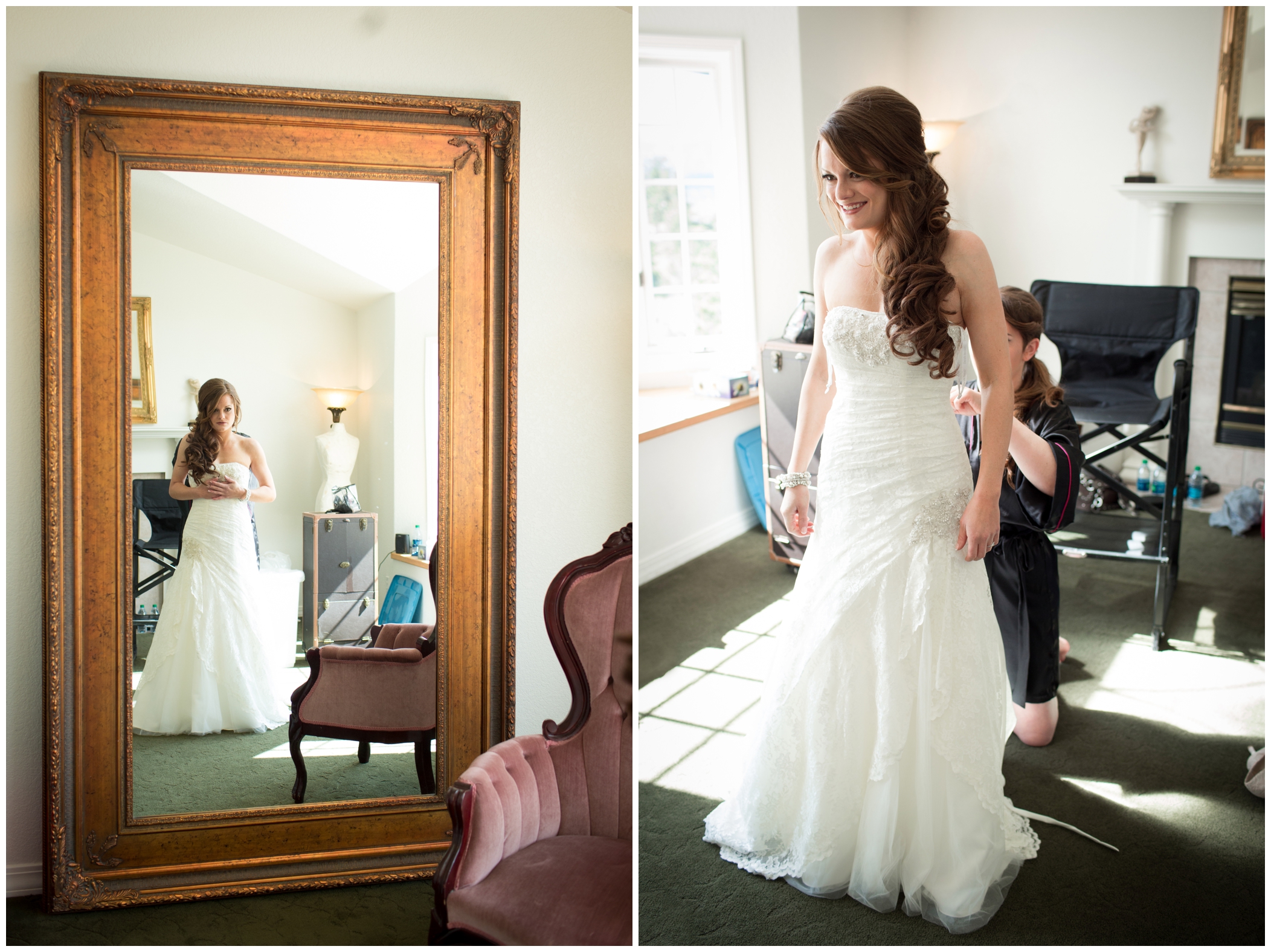picture of bride getting ready at Lionscrest Manor wedding 
