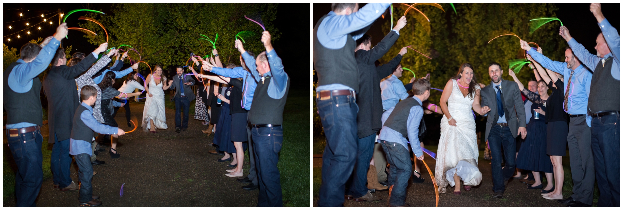 picture of wedding glow stick exit