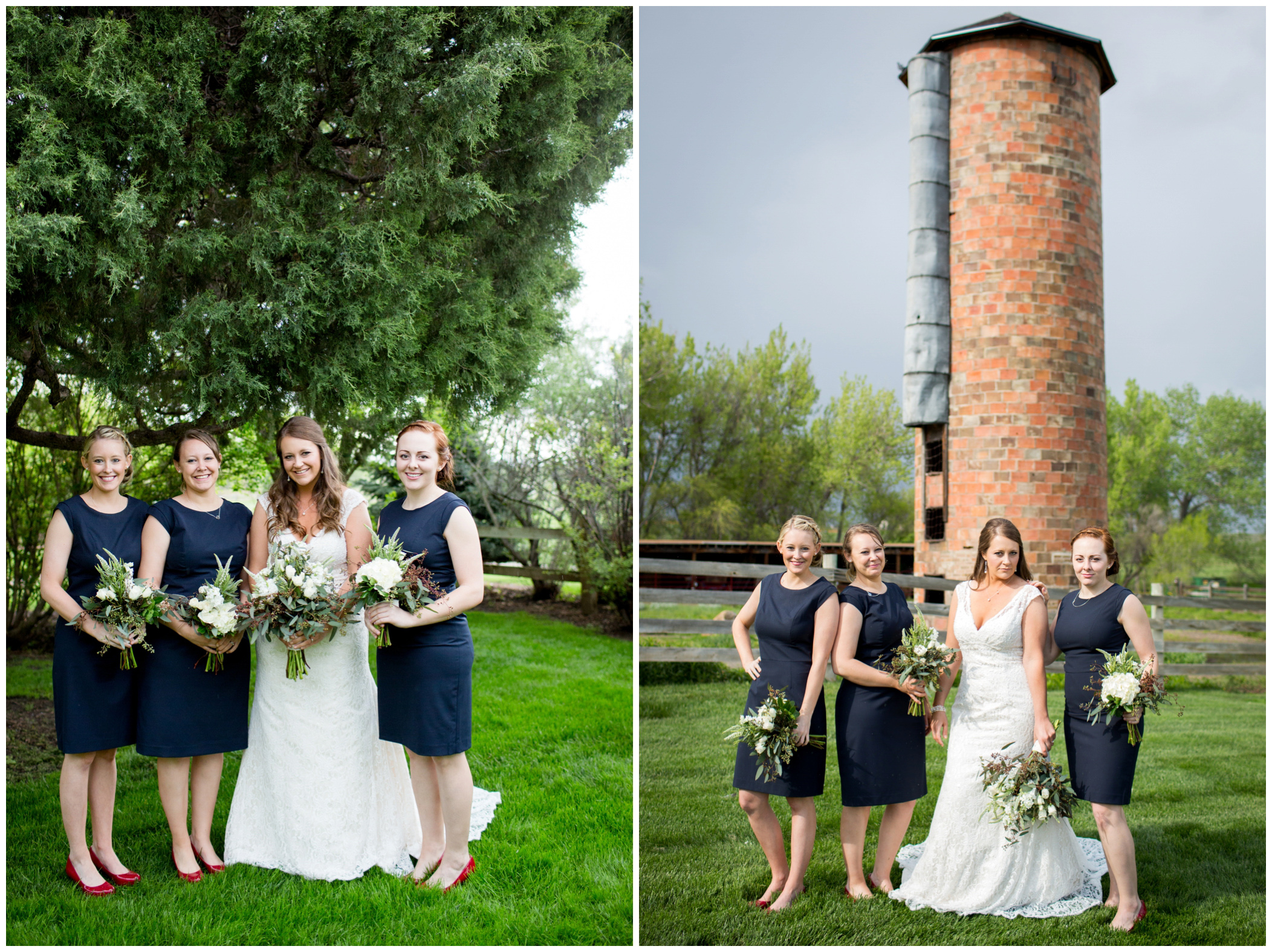 picture of bridesmaids in navy and red