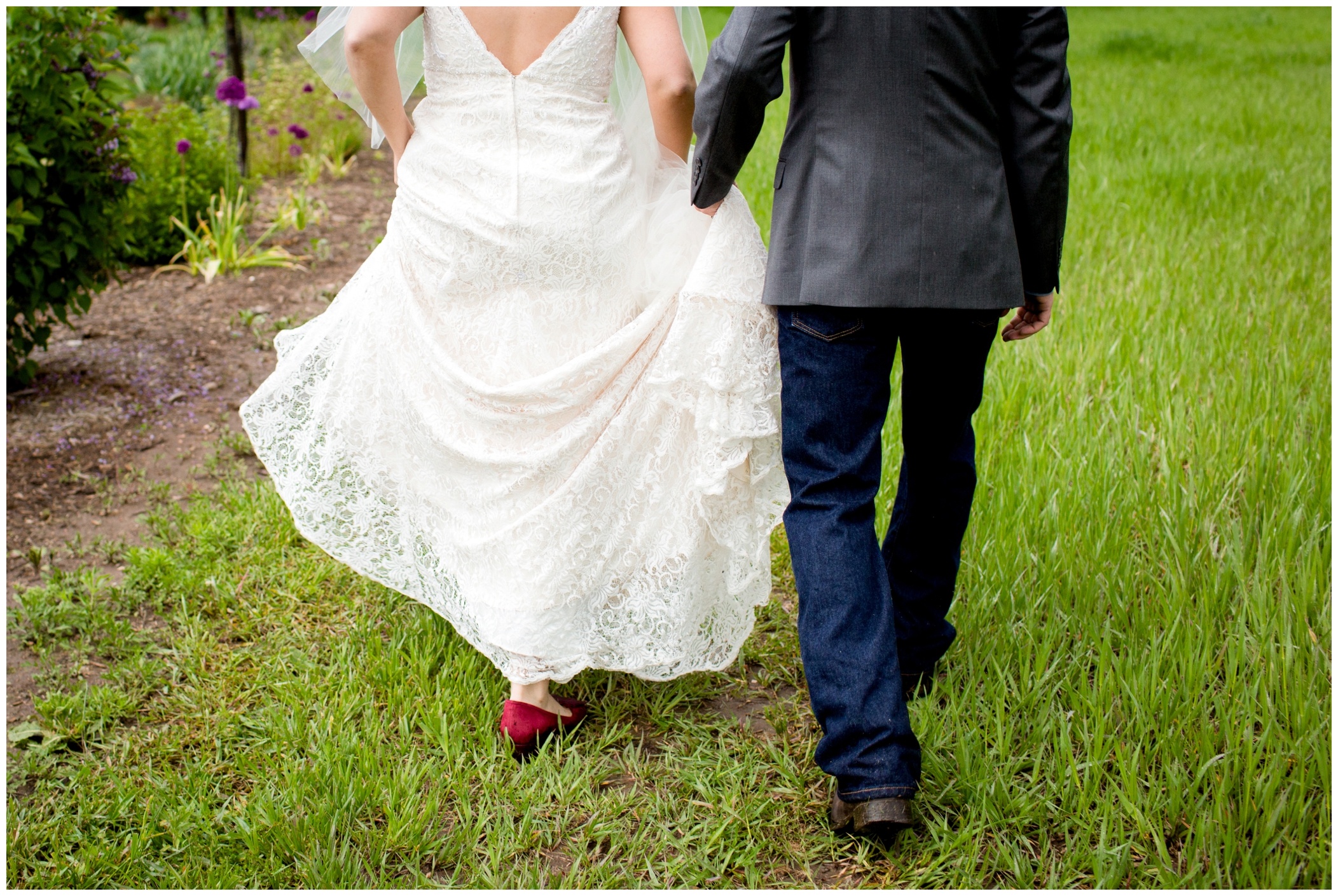 picture of bride and groom walking