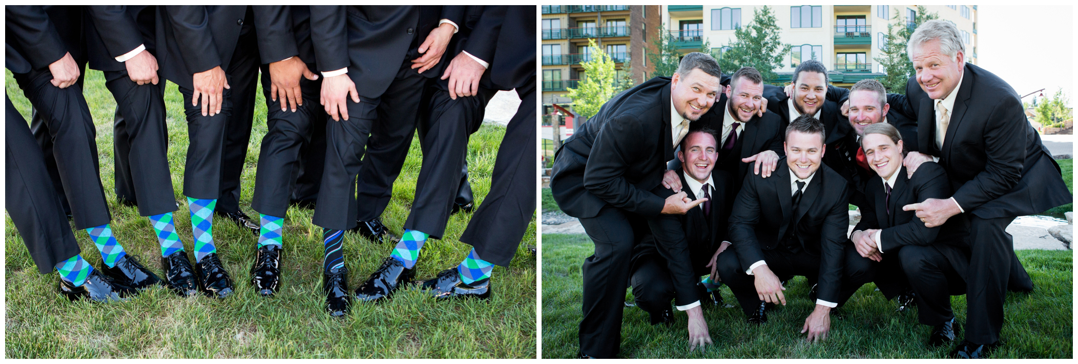 groomsmen in colorful socks 