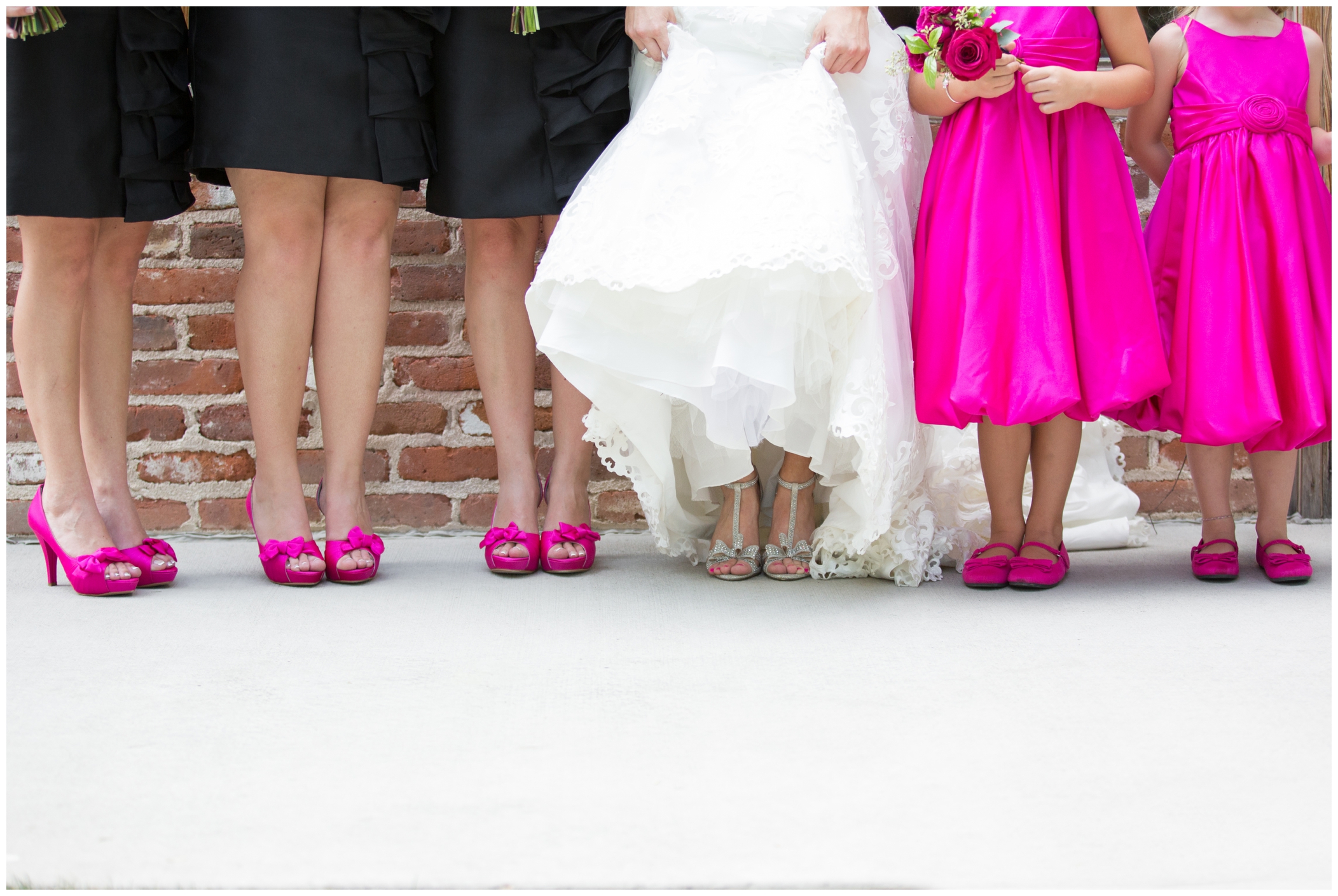 hot pink and black bridesmaids dress inspiration 