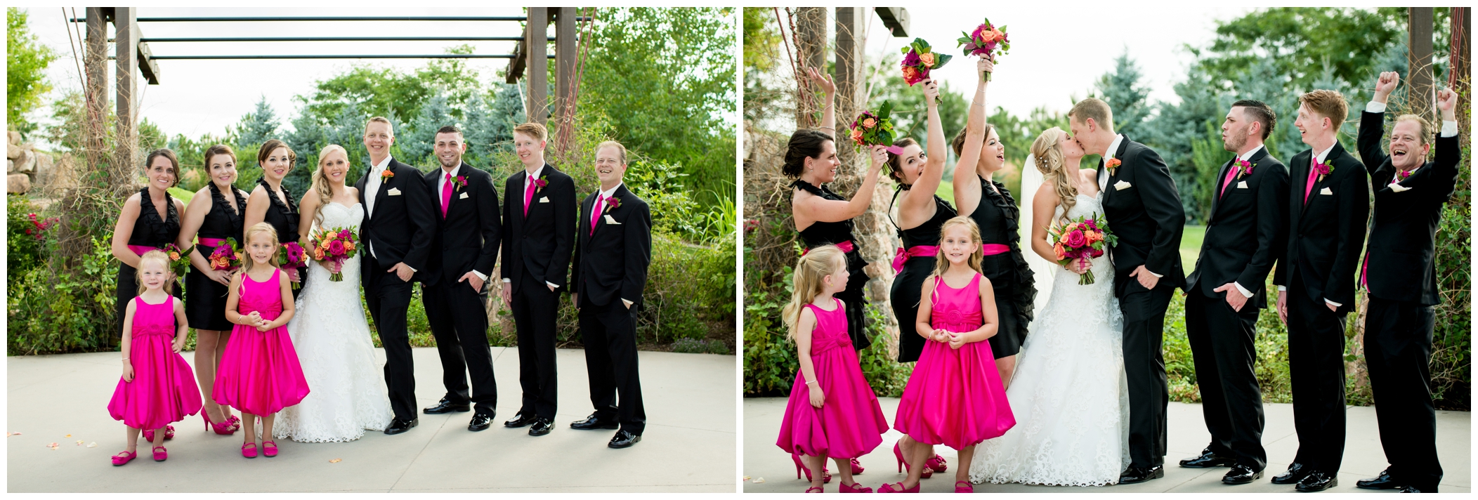 hot pink and black bridal party