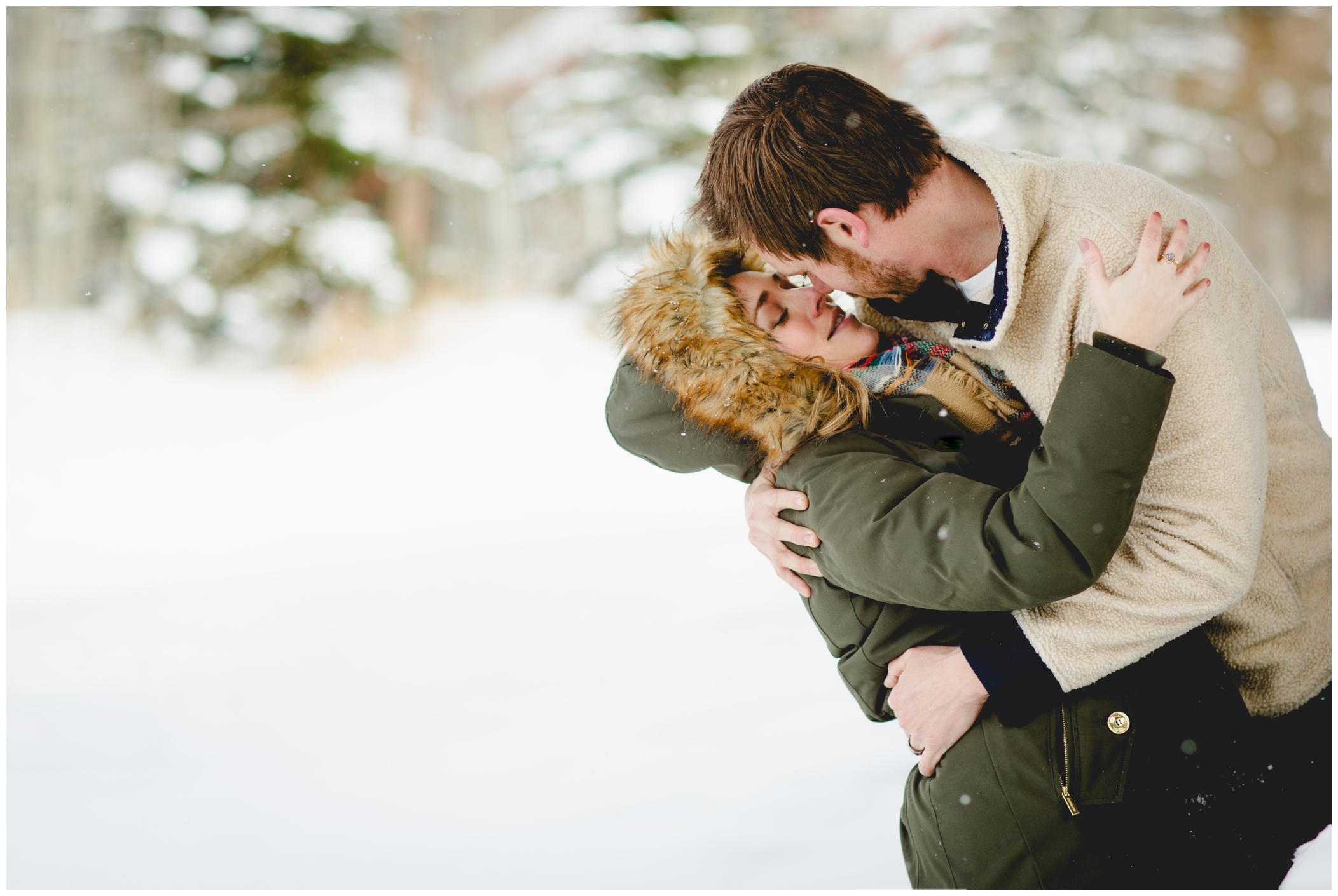 Snowy, winter Breckenridge engagement photos by Colorado photographer Plum Pretty Photography