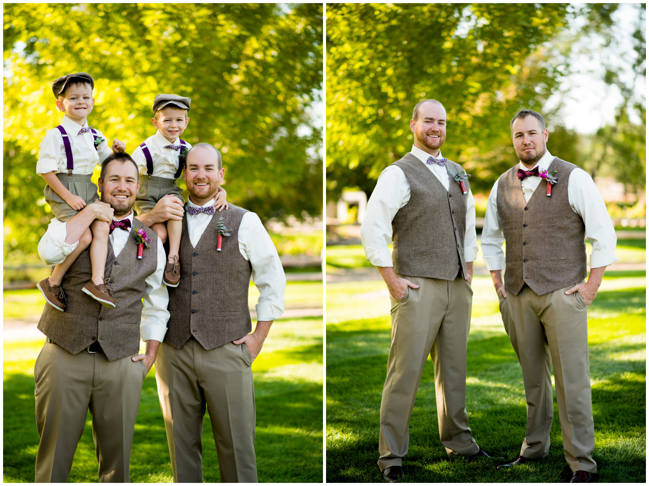 groomsmen at hudson gardens colorado 