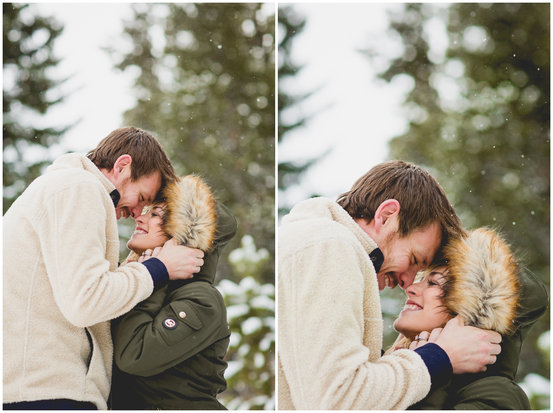 snowy engagement photos in the Colorado mountains