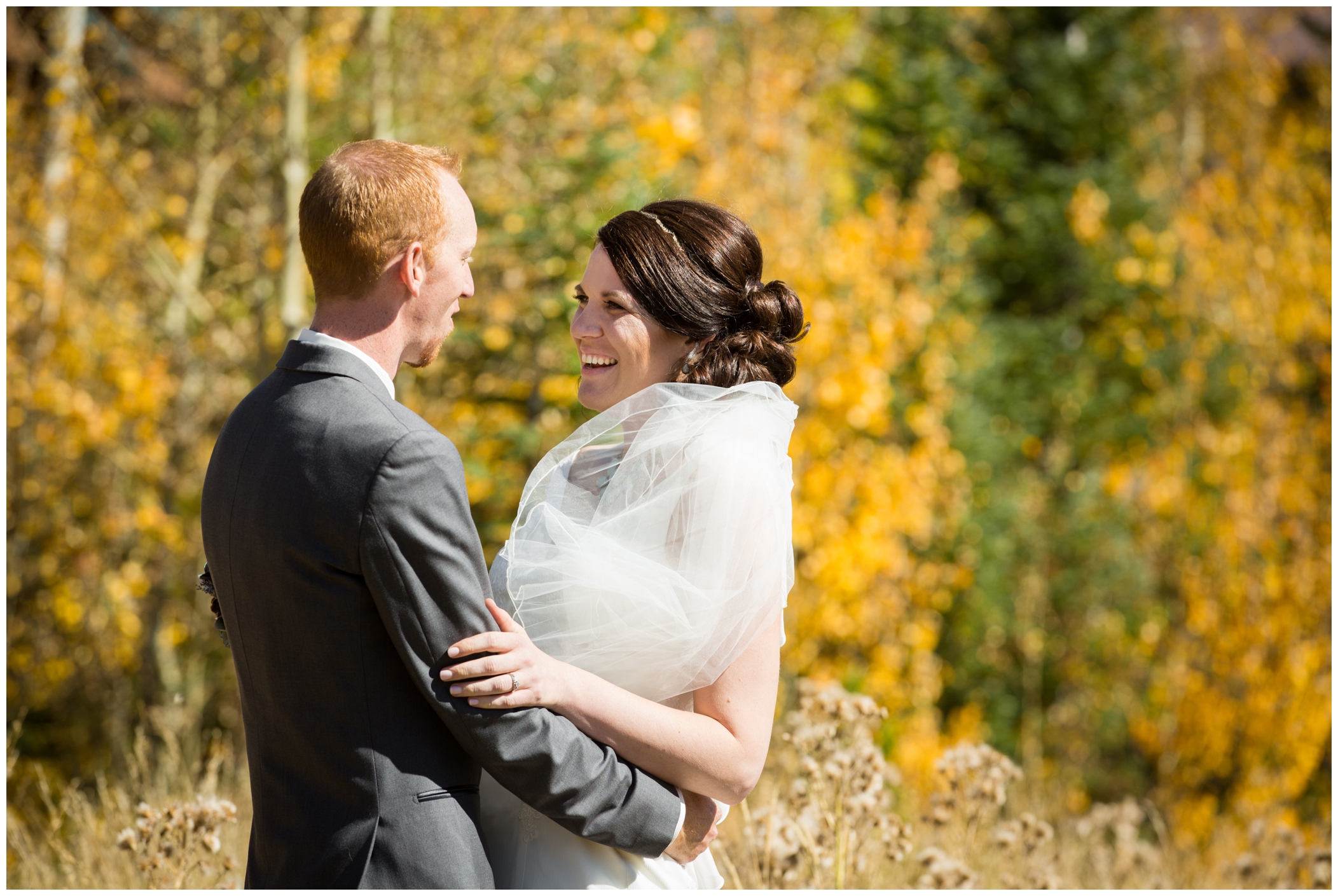 first look at Granby, Colorado wedding