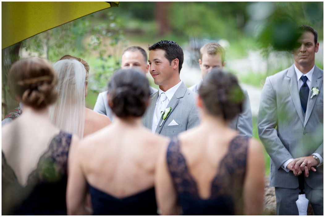 picture of groom during della terra wedding ceremony