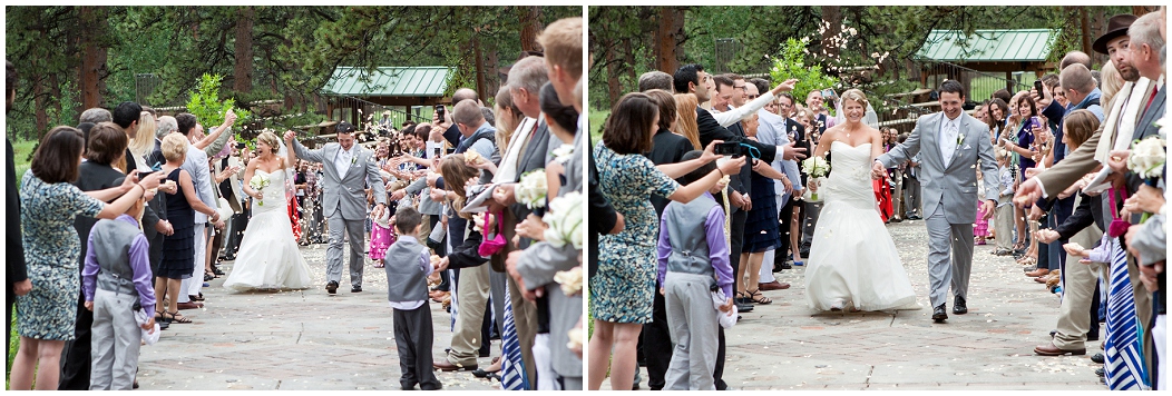 picture of wedding guests throwing rose petals