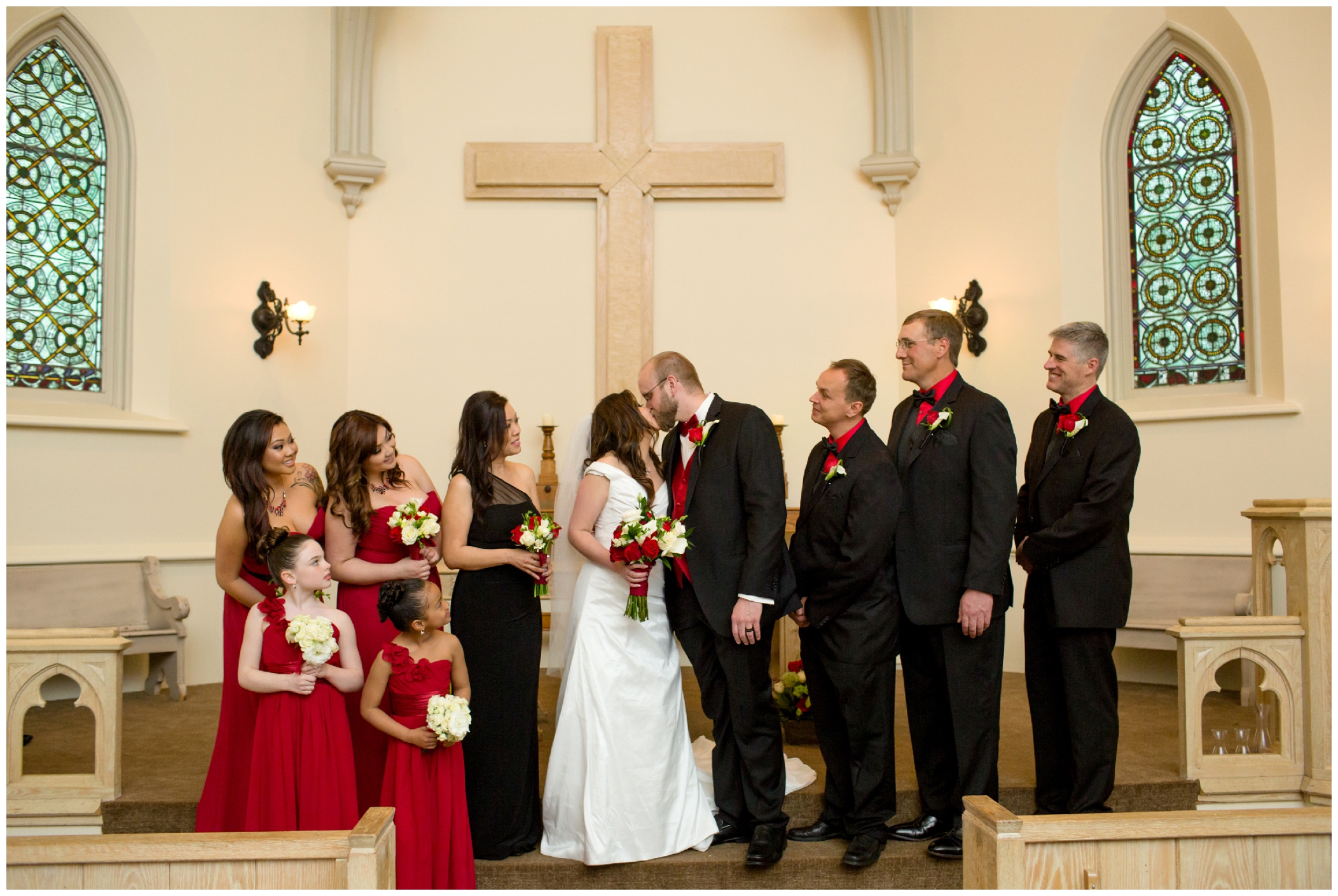 Evans Memorial Chapel wedding party photos