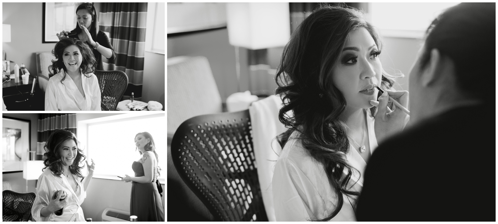picture of bride getting ready at hilton garden inn cherry creek