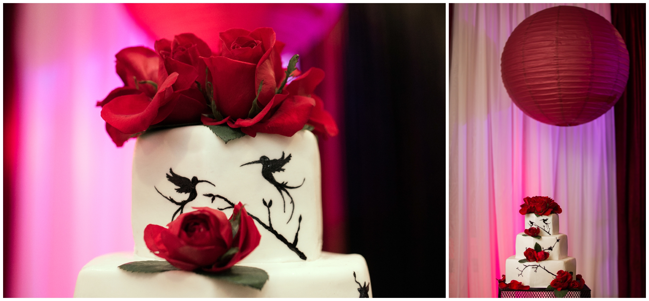 red and white rose wedding cake