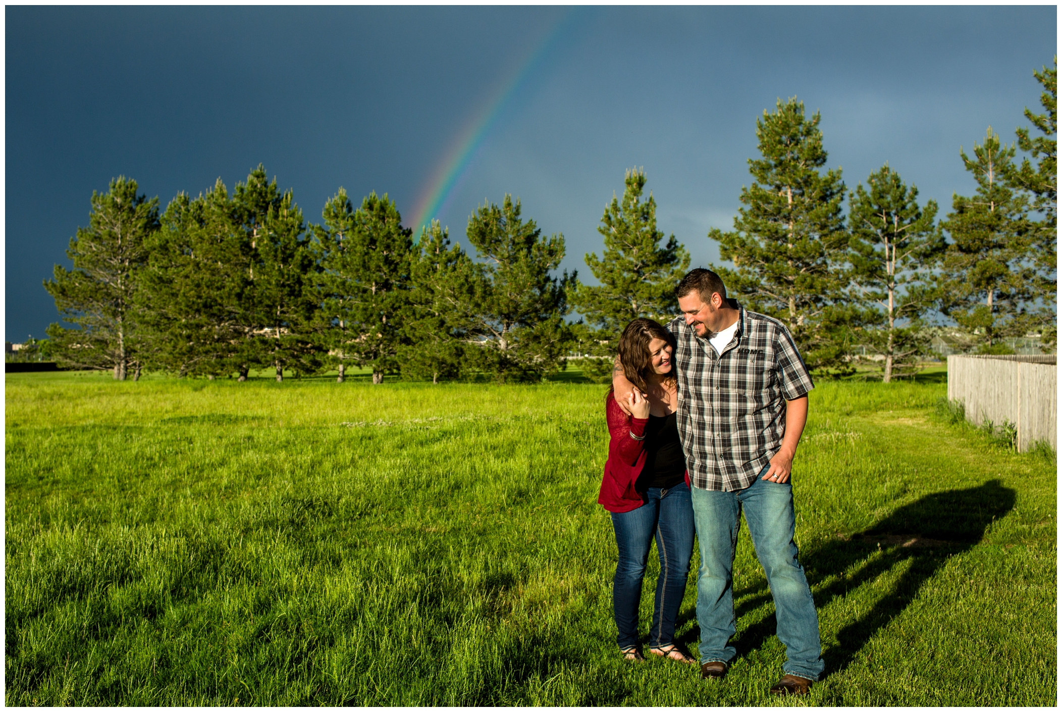 rainbow in Colorado engagement photos