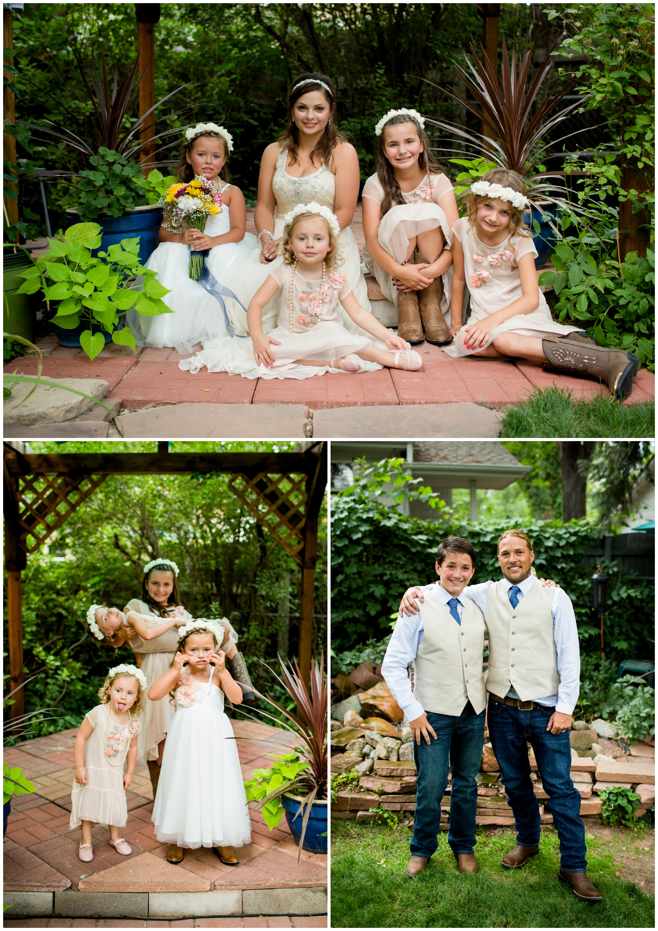 bride with four flower girls