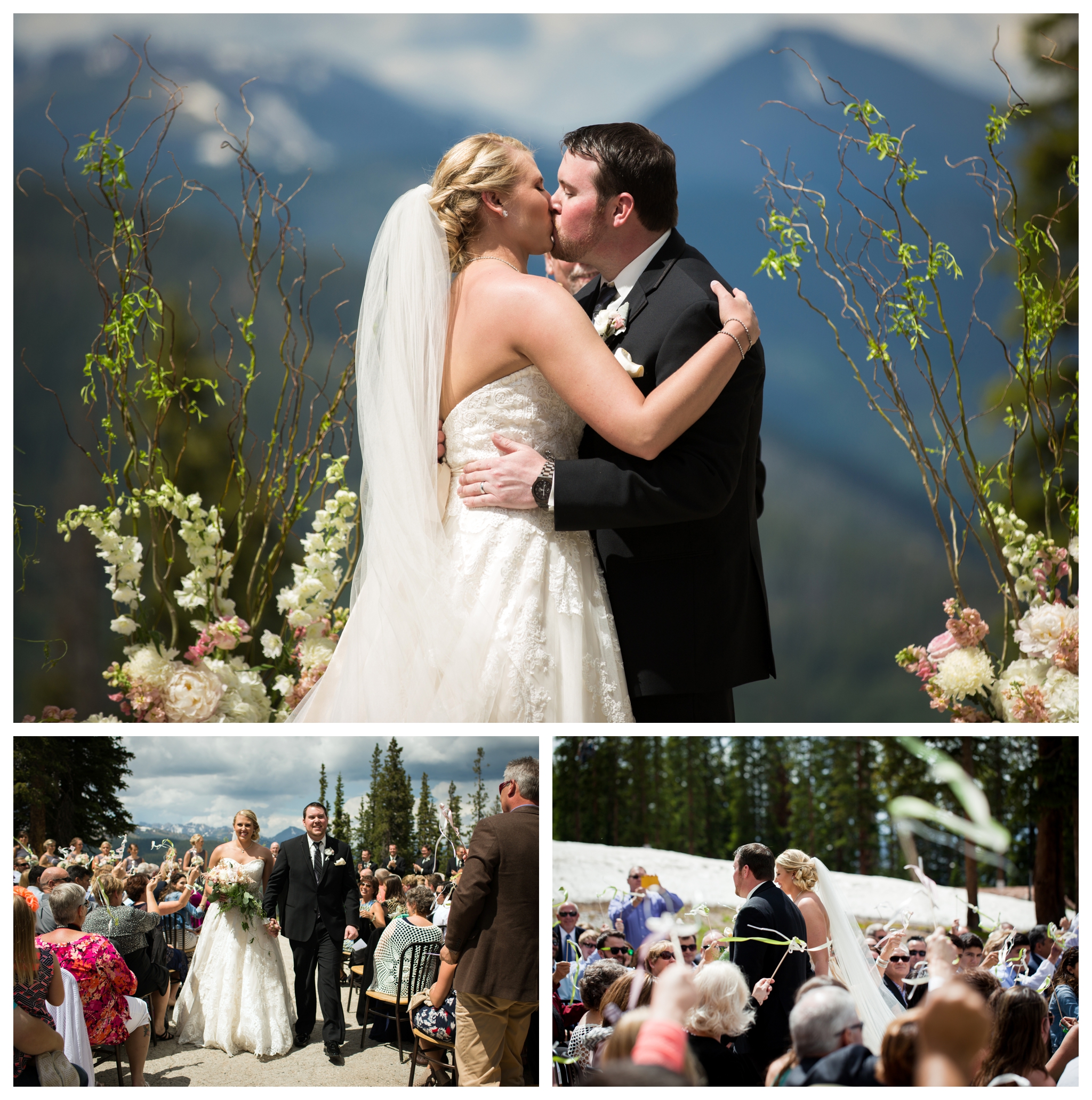 first kiss at Copper Mountain ski resort wedding 