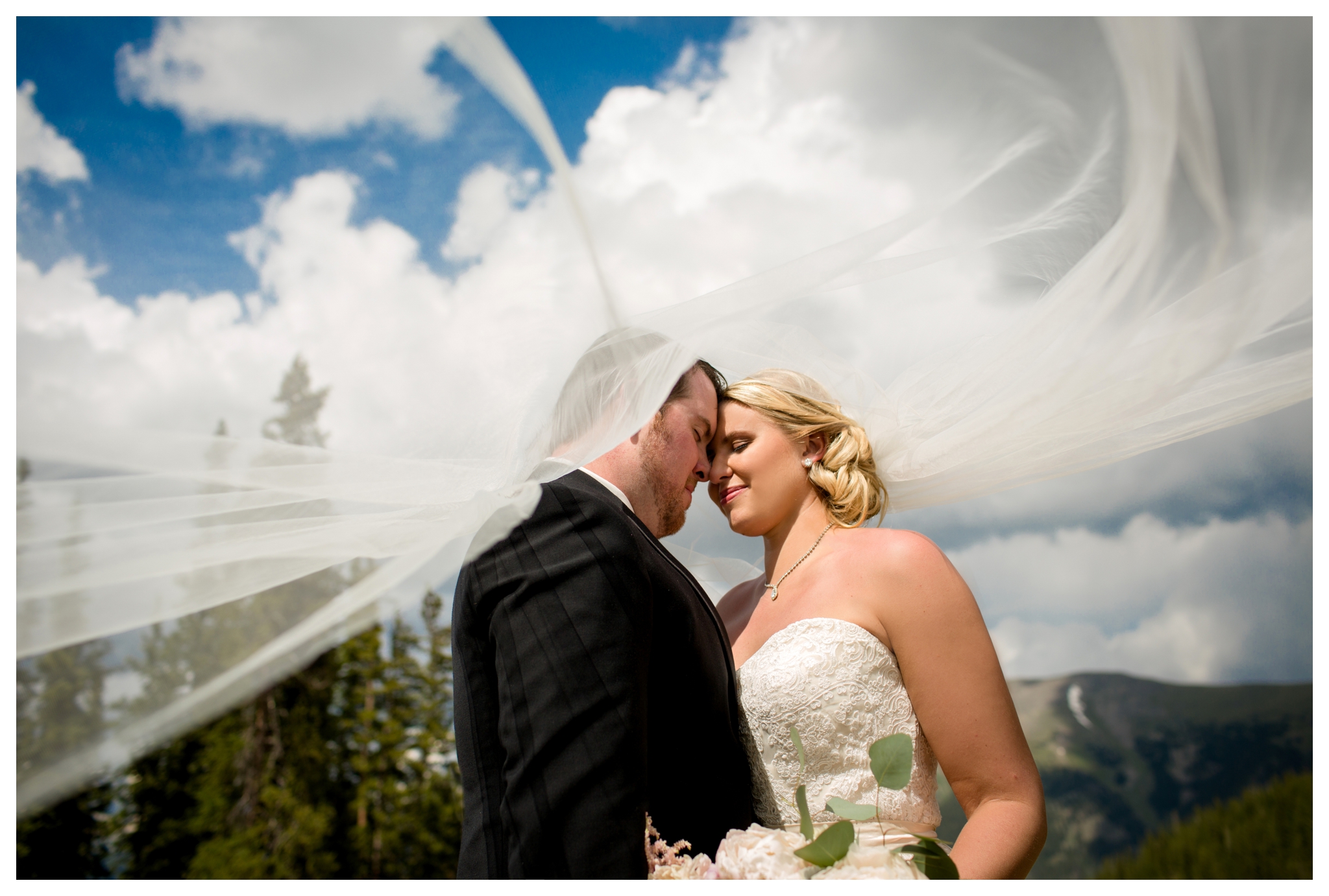 dramatic veil shot at Copper Mountain wedding