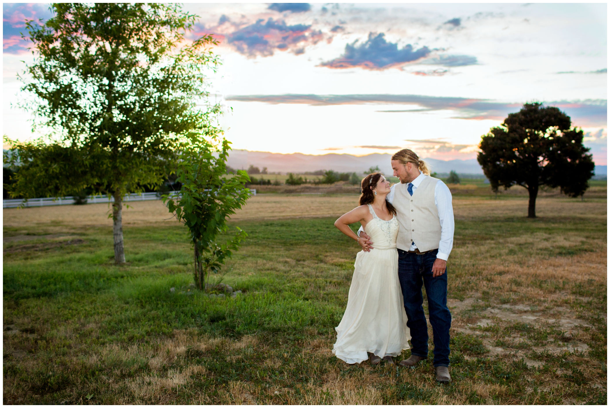 sunset wedding photos in Longmont, CO