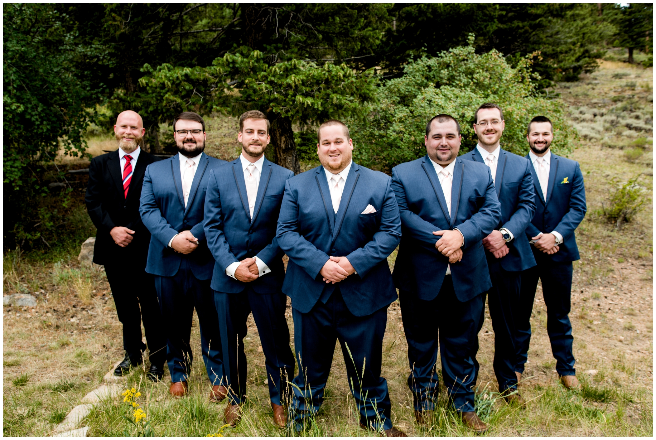 Colorado groomsmen in blue suits 