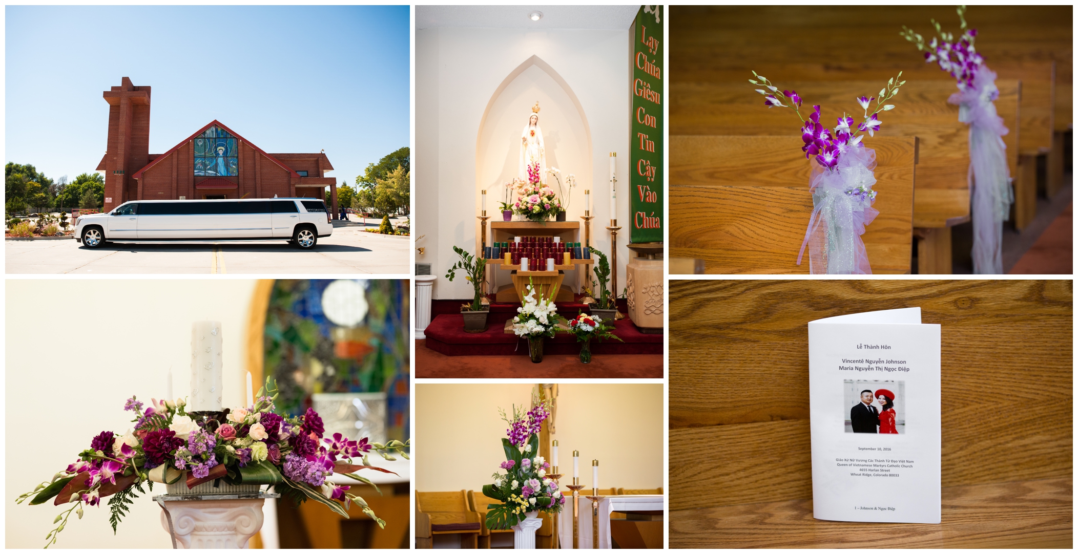 Colorado catholic wedding ceremony flowers