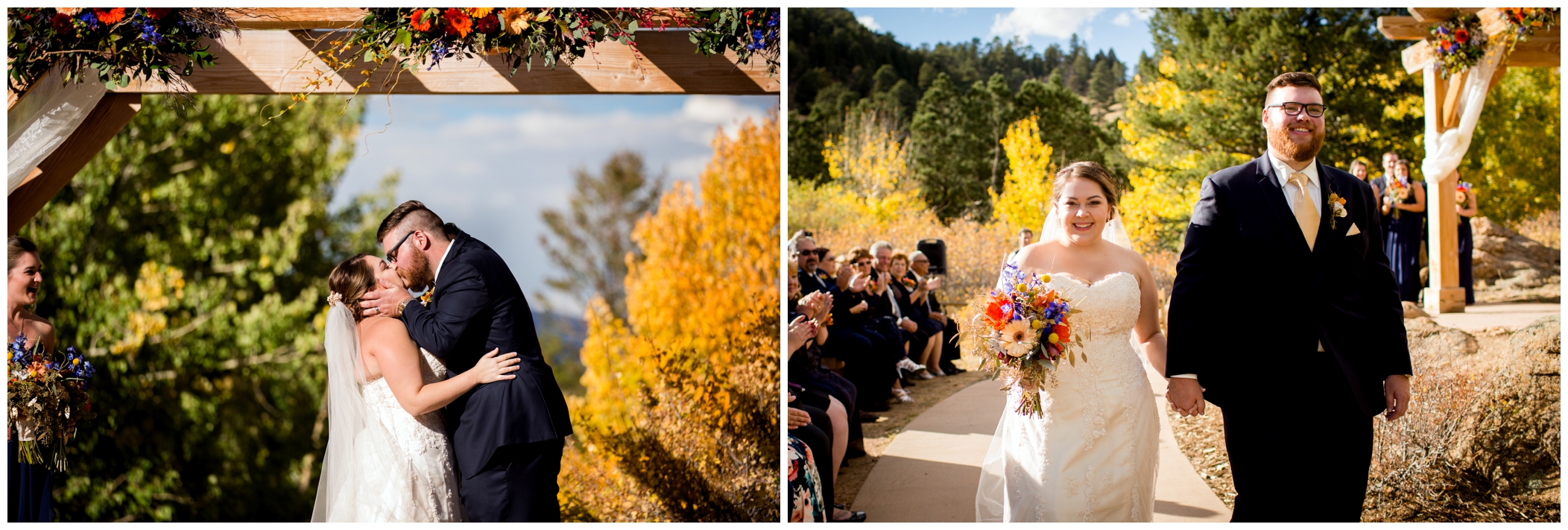first kiss during colorado wedding ceremony
