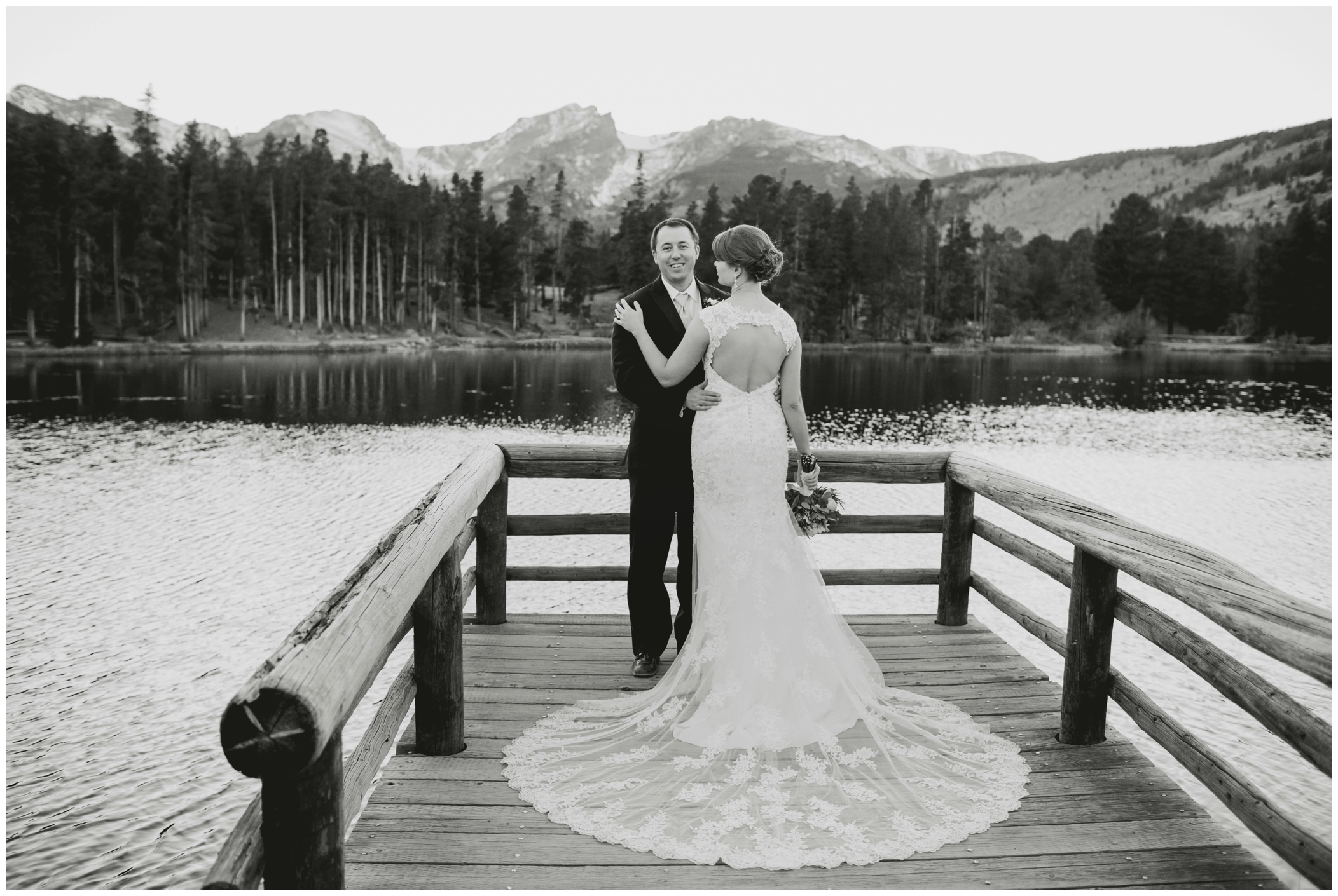 Colorado lake wedding photos in Estes Park