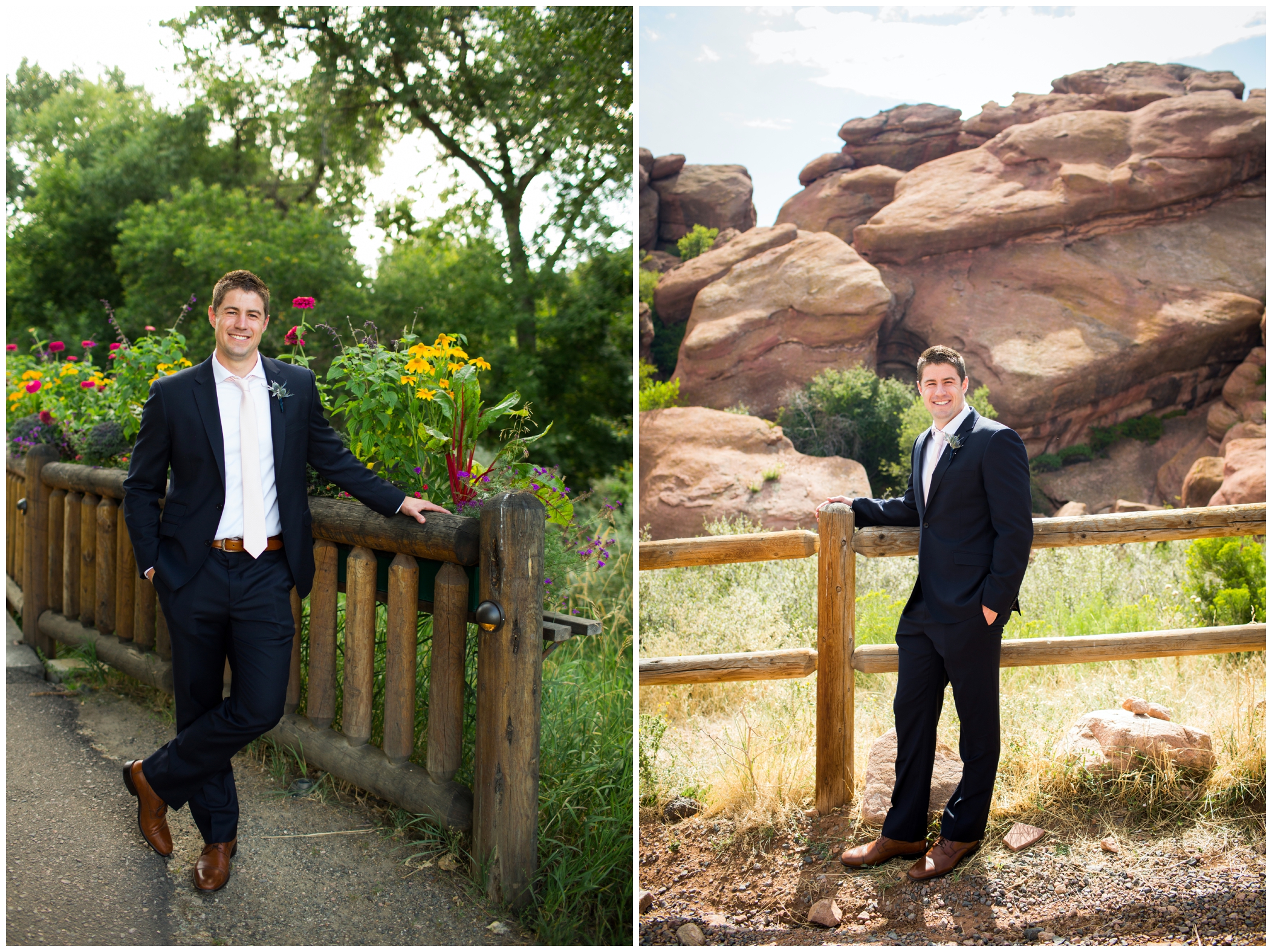 groom at Red Rocks Colorado wedding
