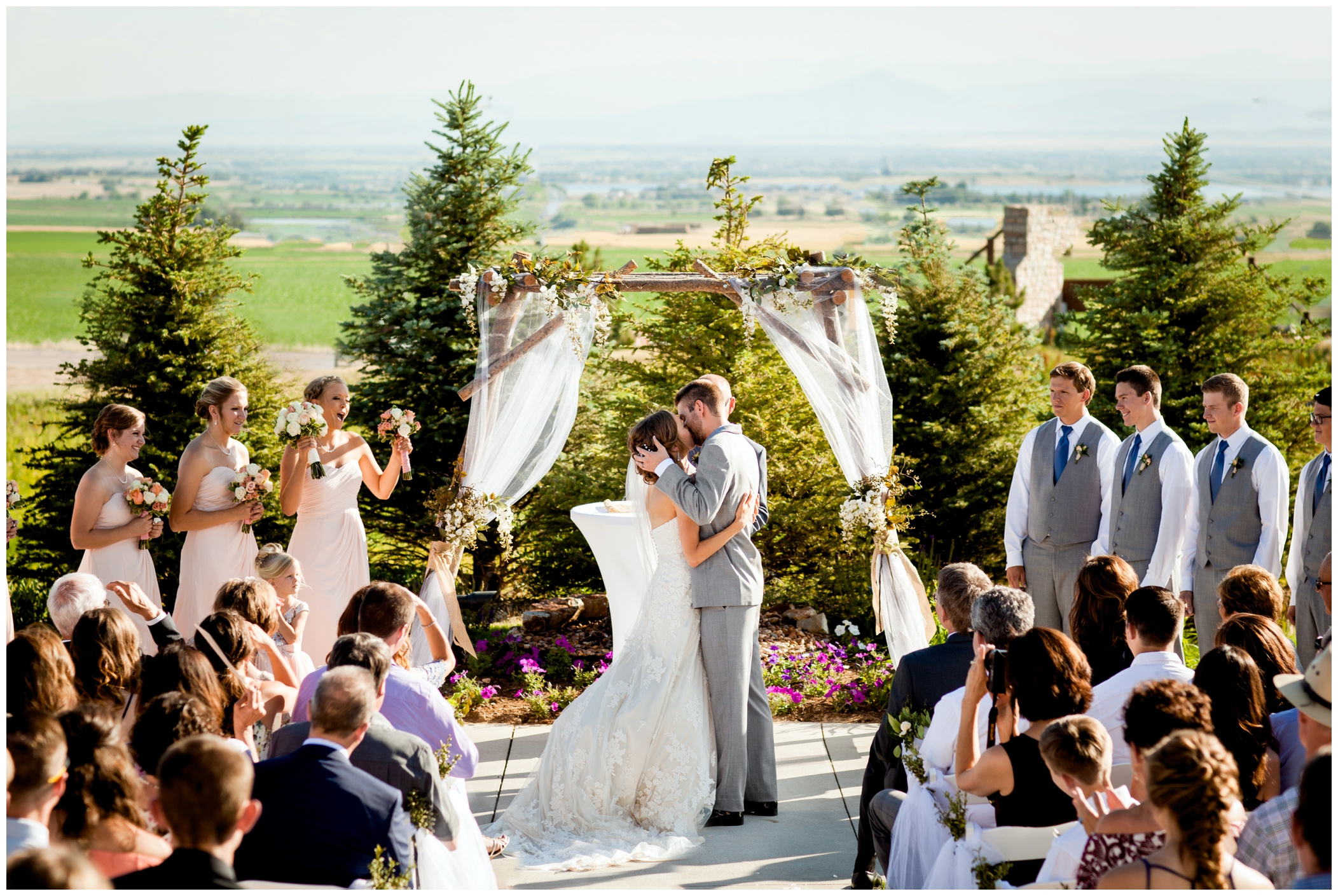 first kiss at Fort Collins, CO wedding