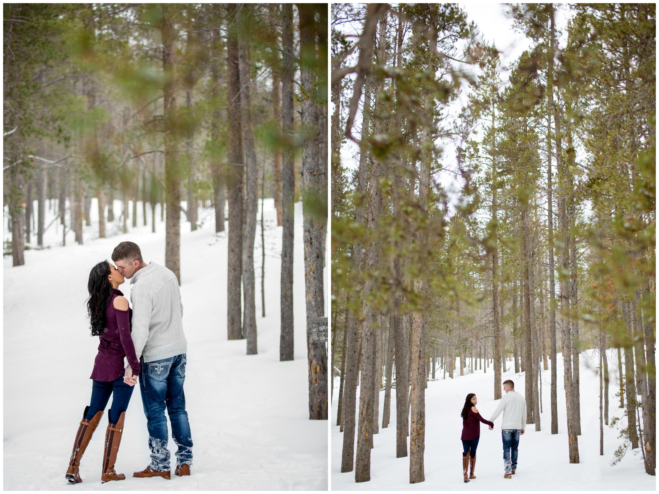 Colorado snowy engagement pictures in Rocky Mountain National Park by Plum Pretty Photography