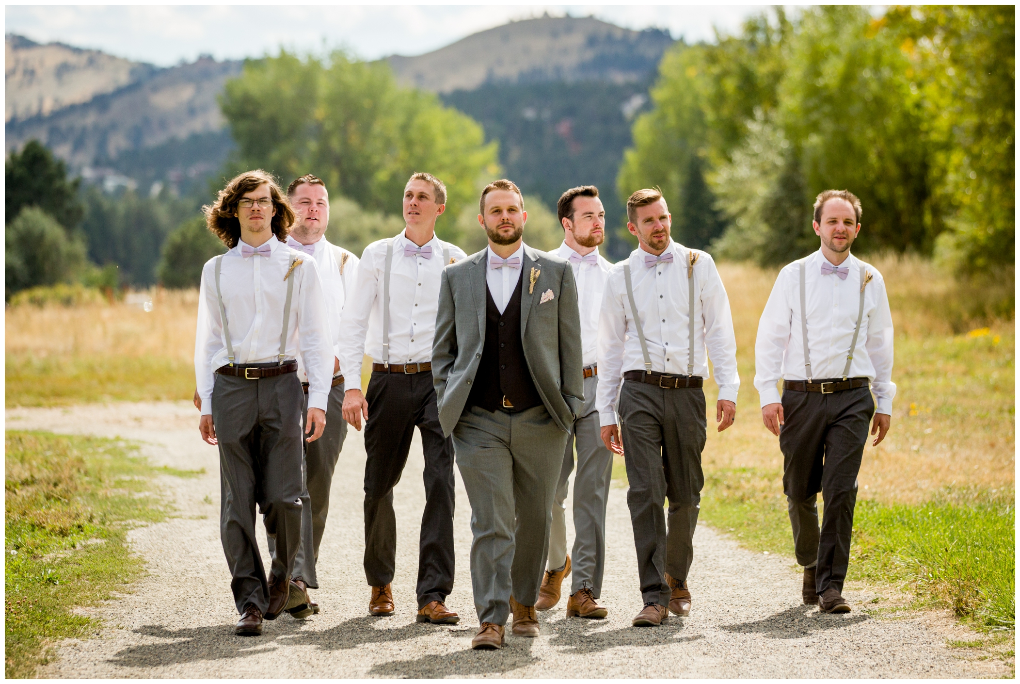 Colorado groom in gray suit