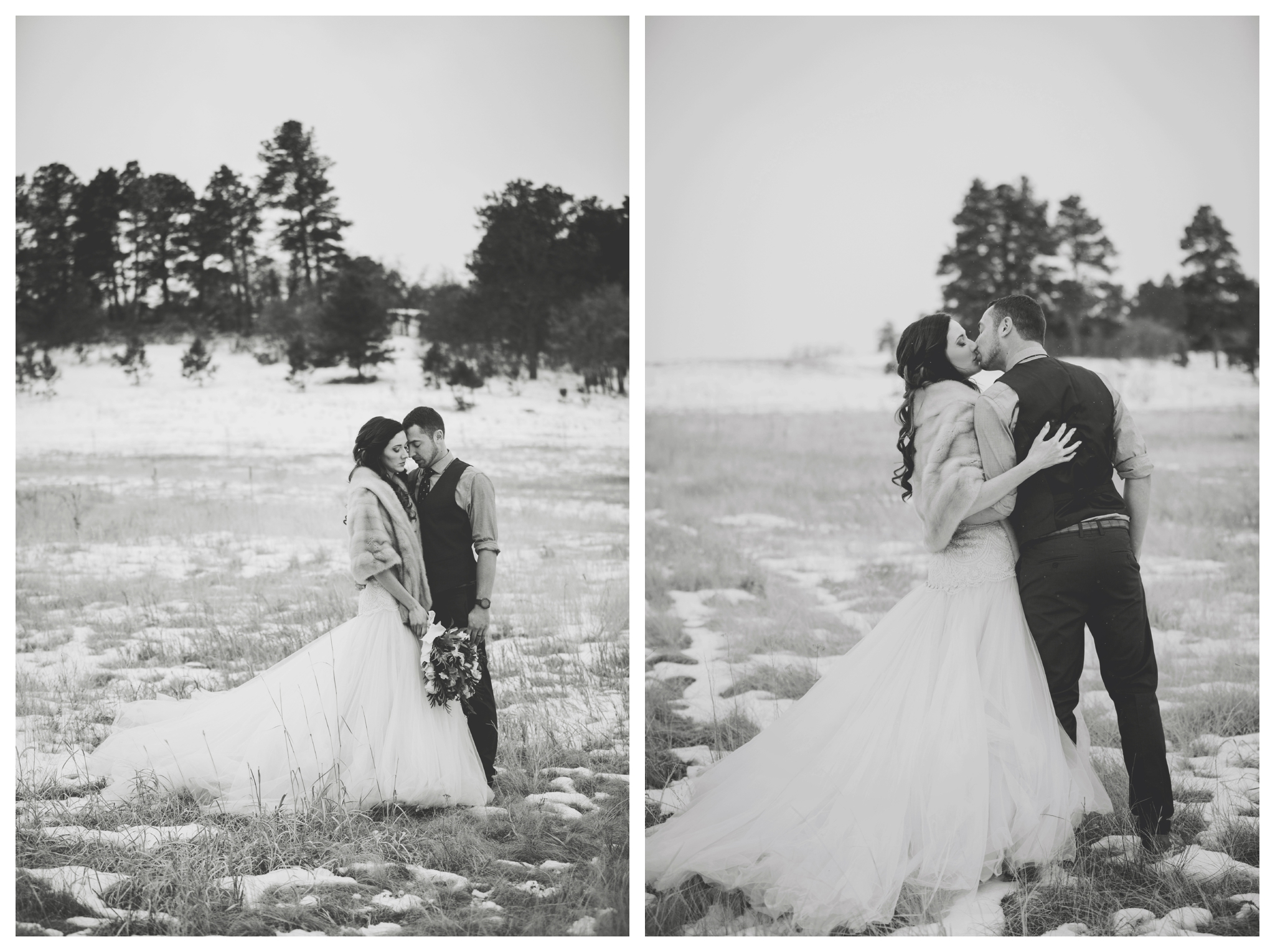 Colorado winter wedding photos at Flying Horse 
