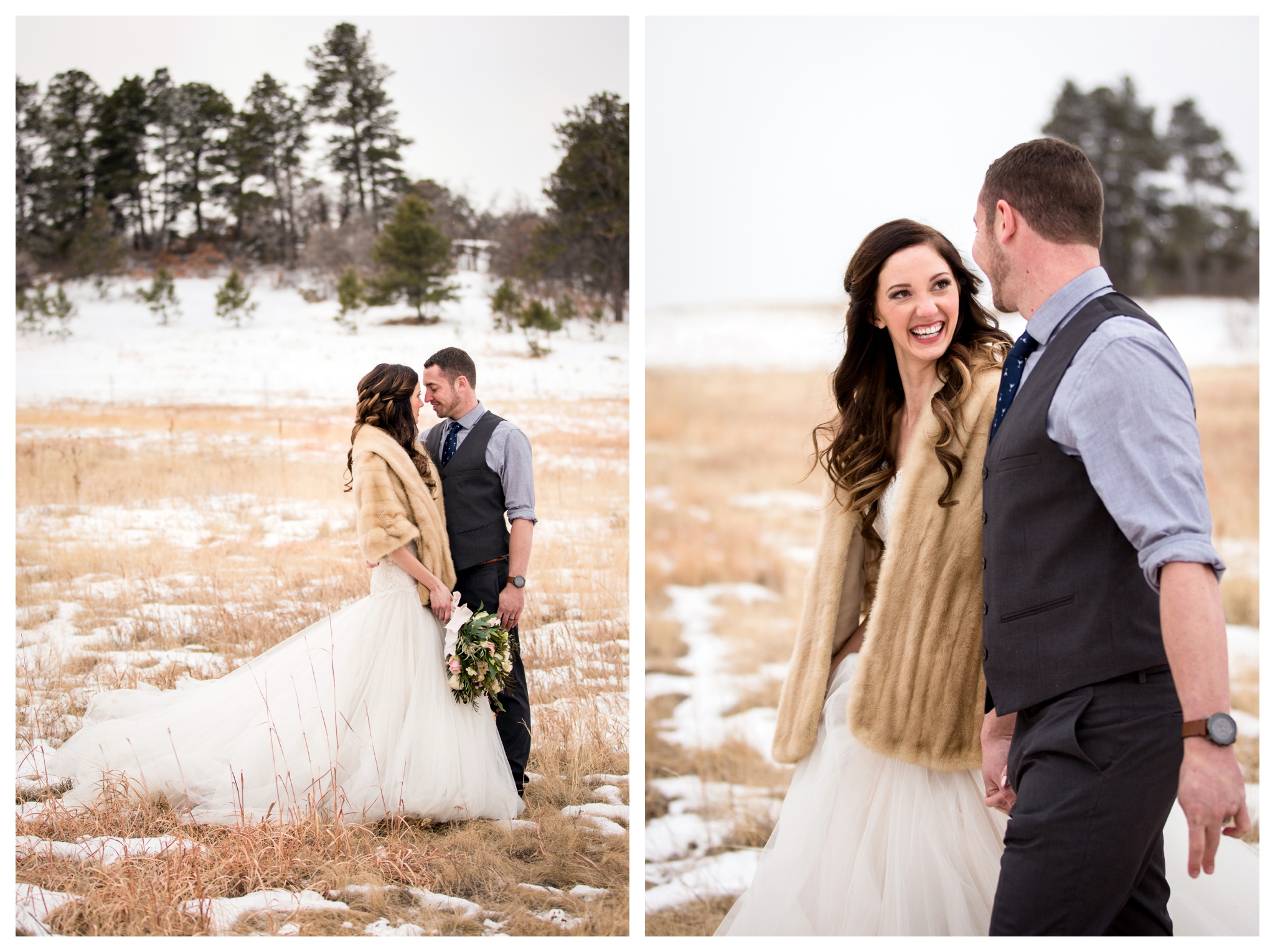 winter wedding photos at Flying Horse Ranch Colorado 