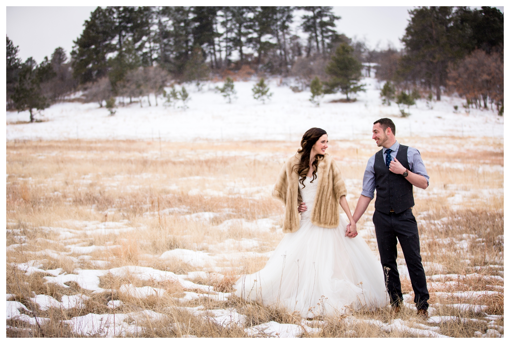 snowy Colorado wedding photos 
