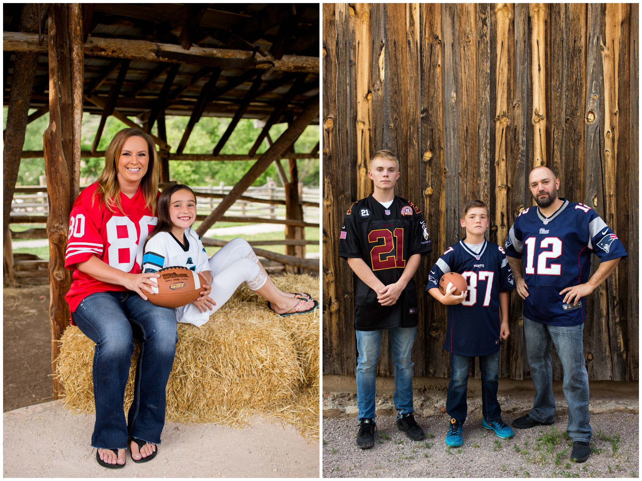 Colorado family photos in sports jerseys 
