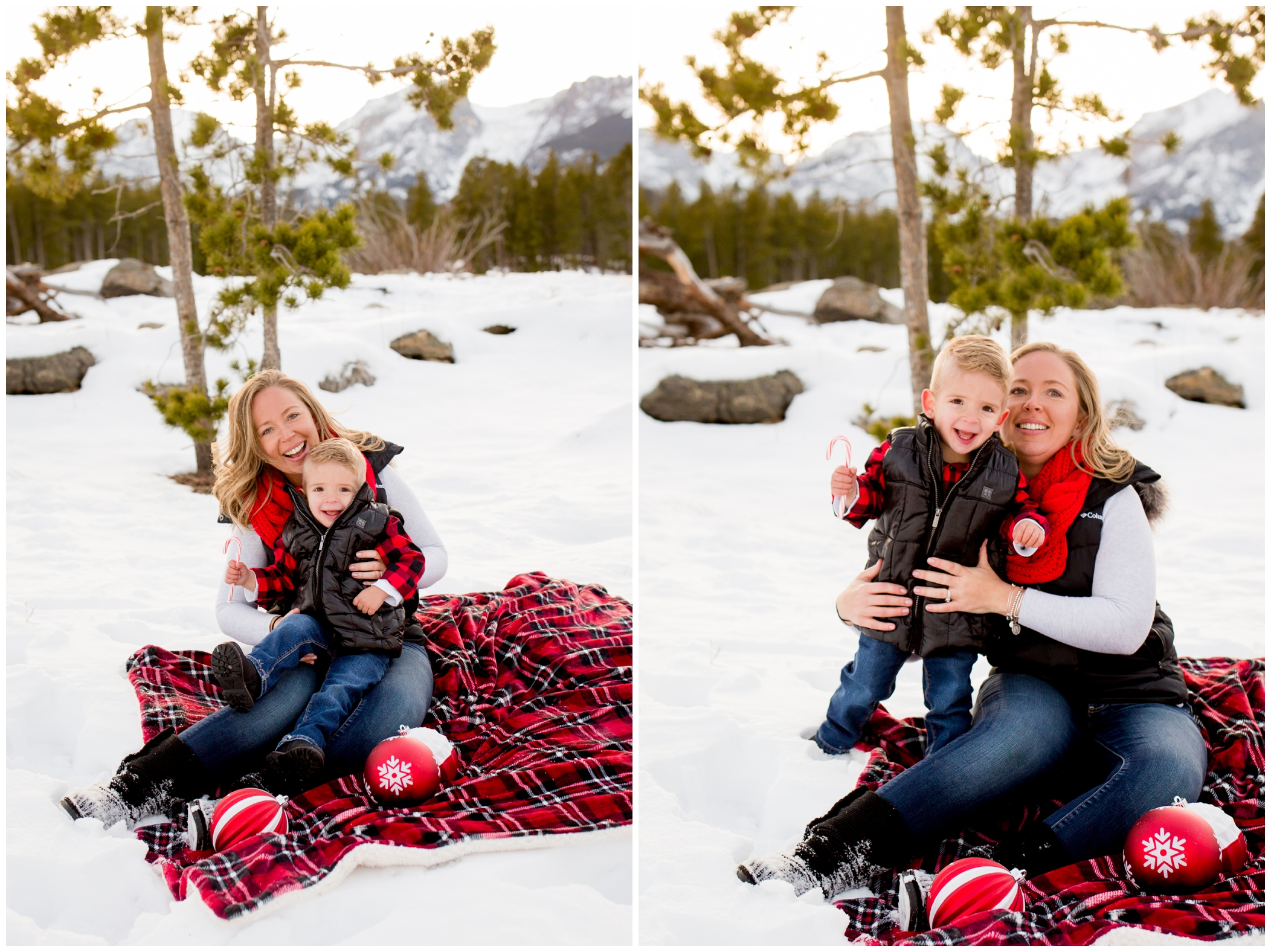 Estes Park Christmas family pictures in the snow