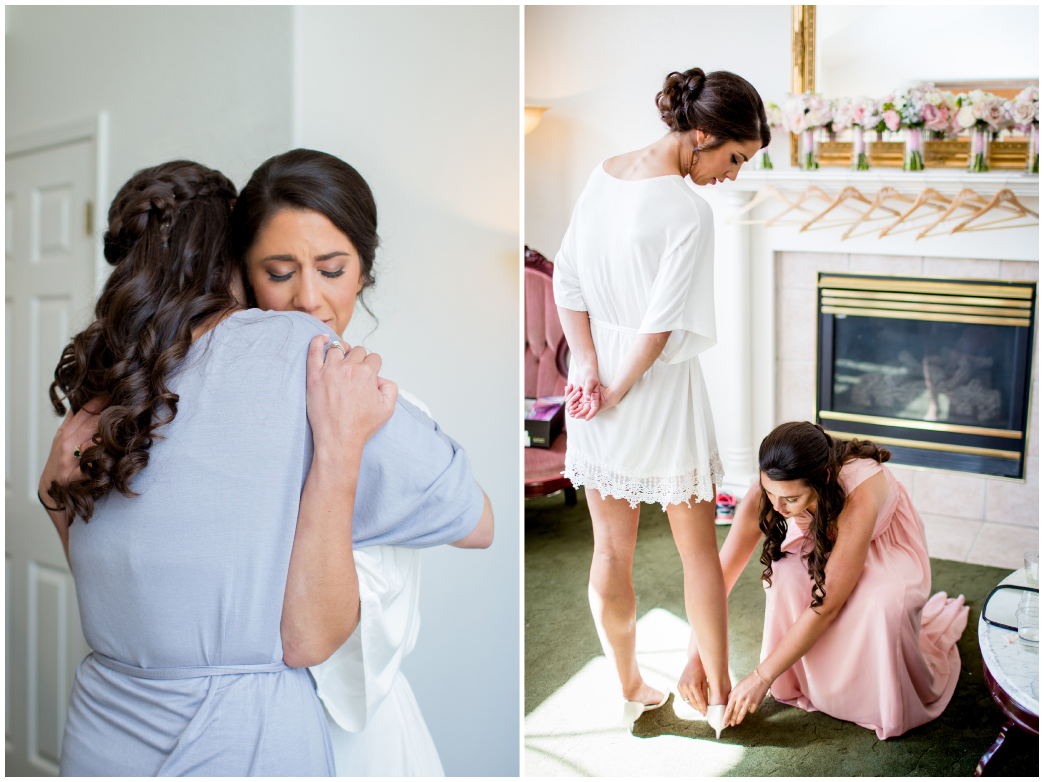 bride getting ready in Lionscrest Manor bridal suite 
