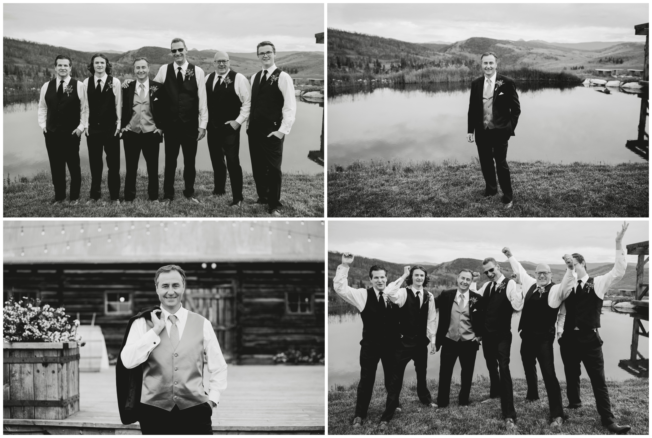 groomsmen in vests at Colorado mountain wedding 