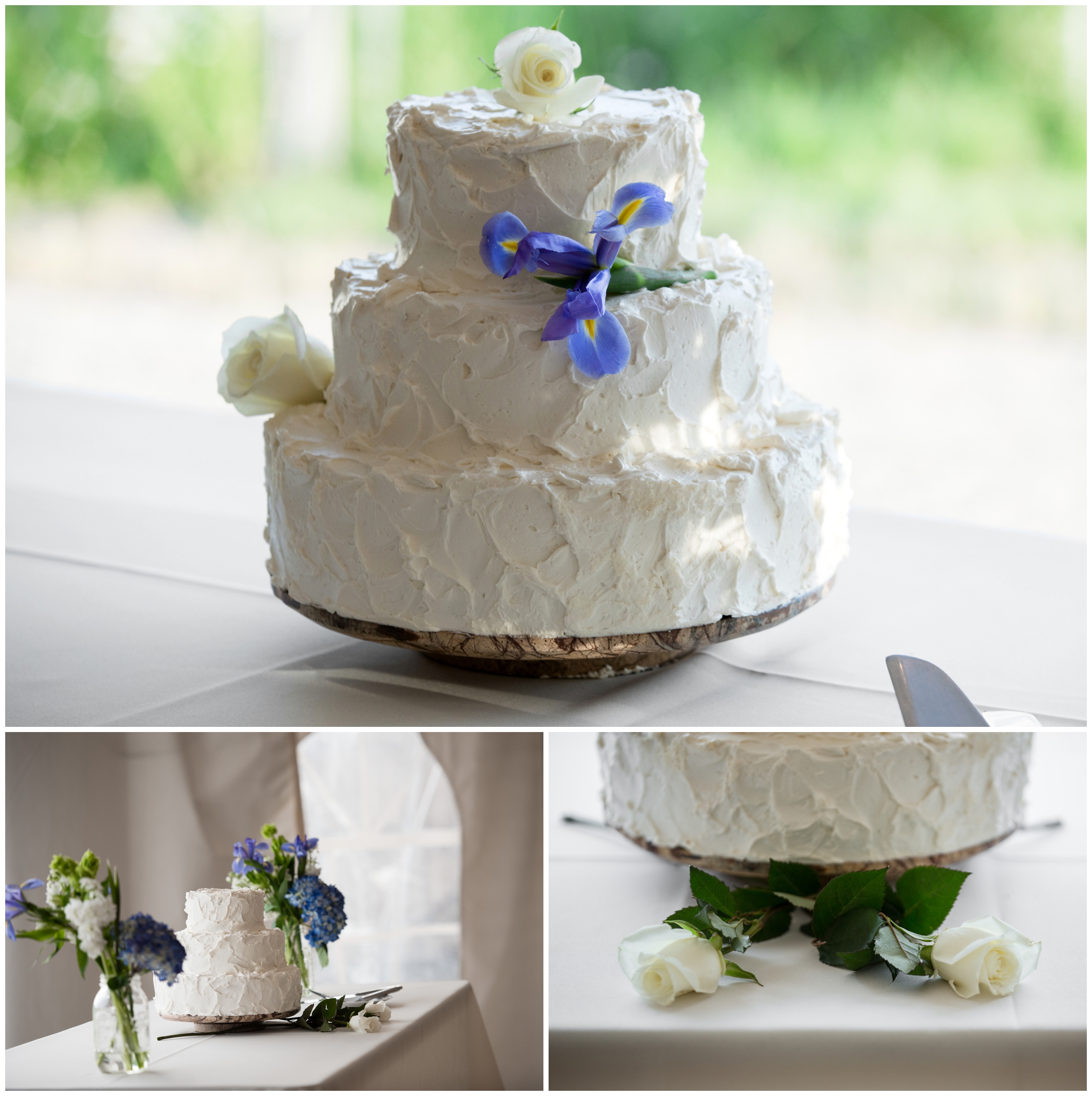 simplistic white wedding cake at Colorado wedding 