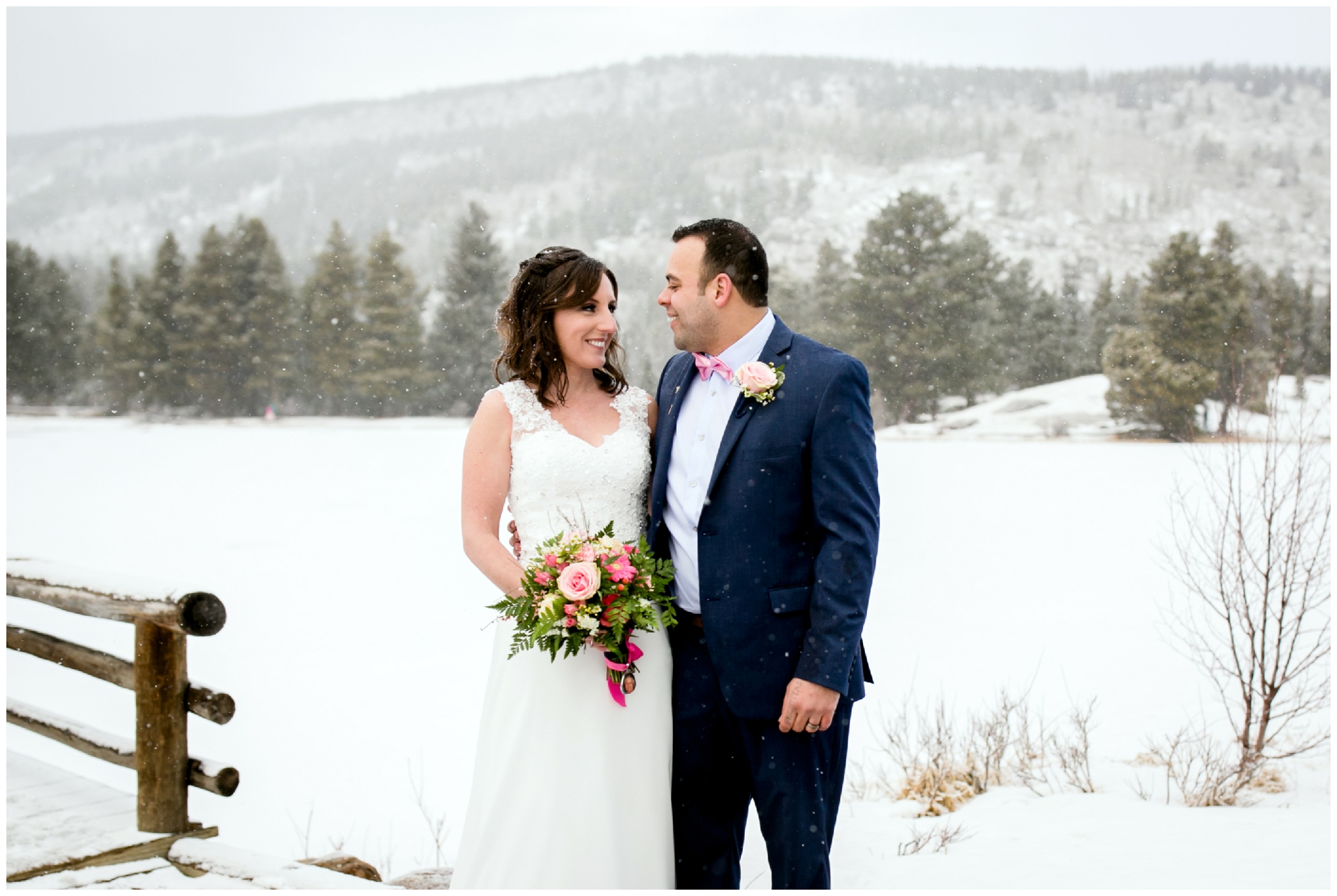 Colorado winter destination wedding photos in Rocky Mountain National Park 