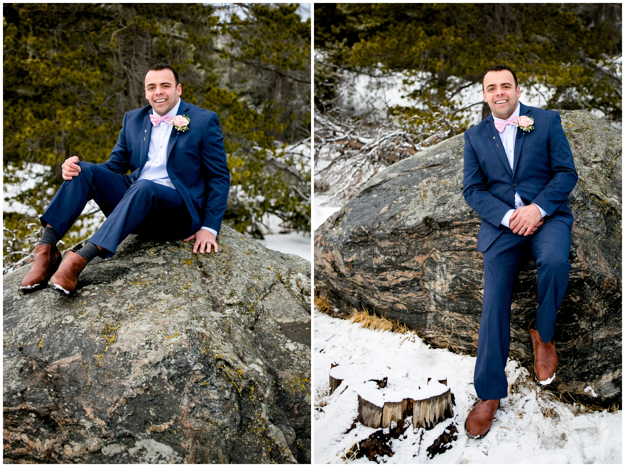 Colorado groom in blue suit